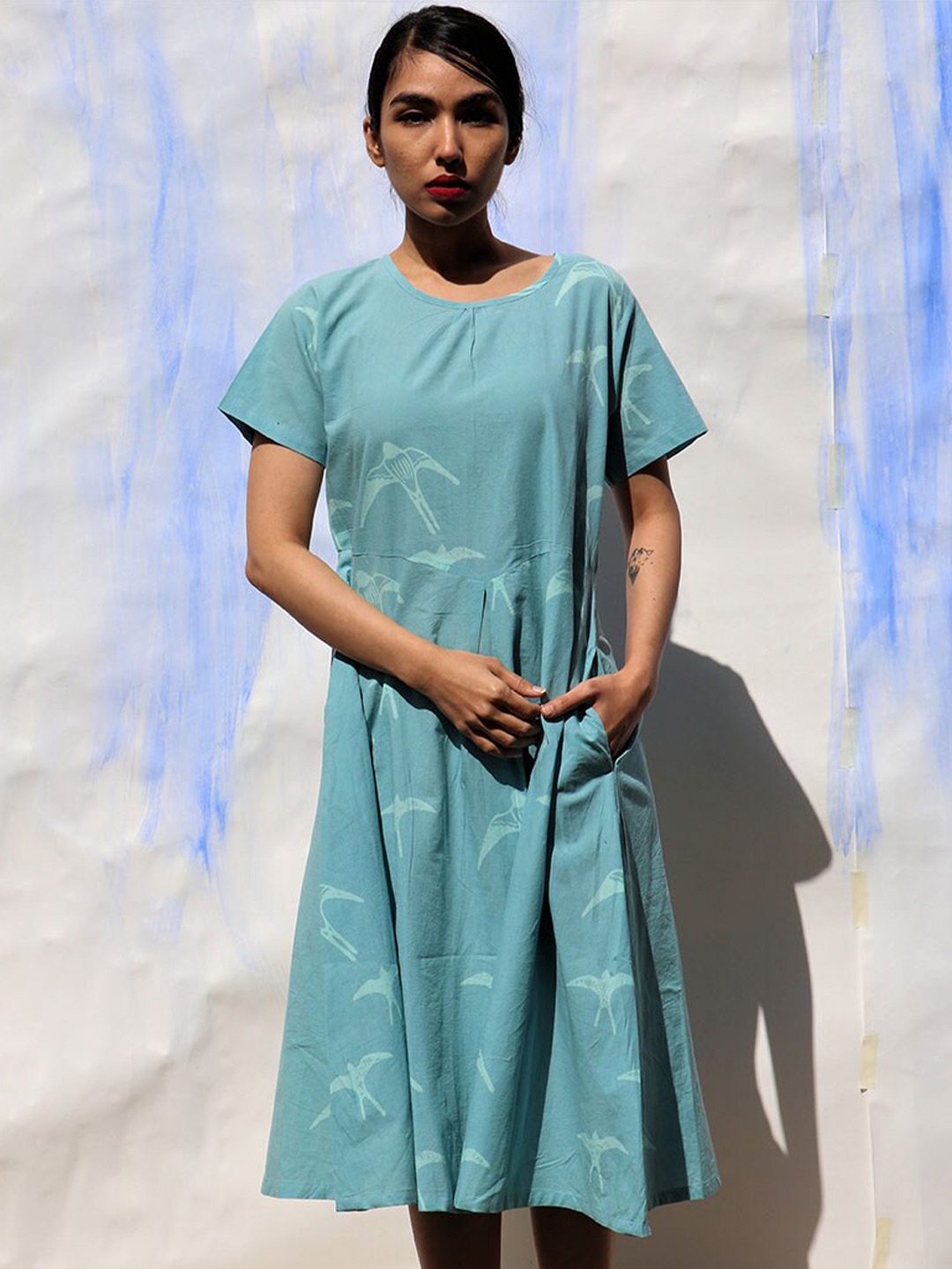 

Chidiyaa Blue A-Line Midi Dress