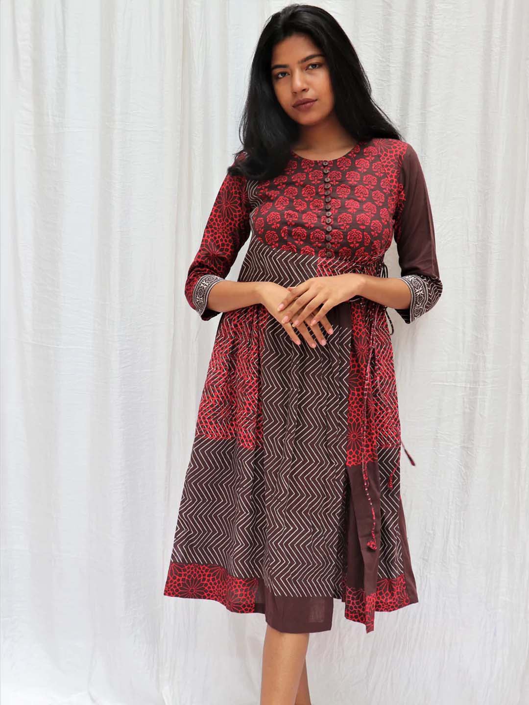

Chidiyaa Women Brown Ethnic Motifs Dress