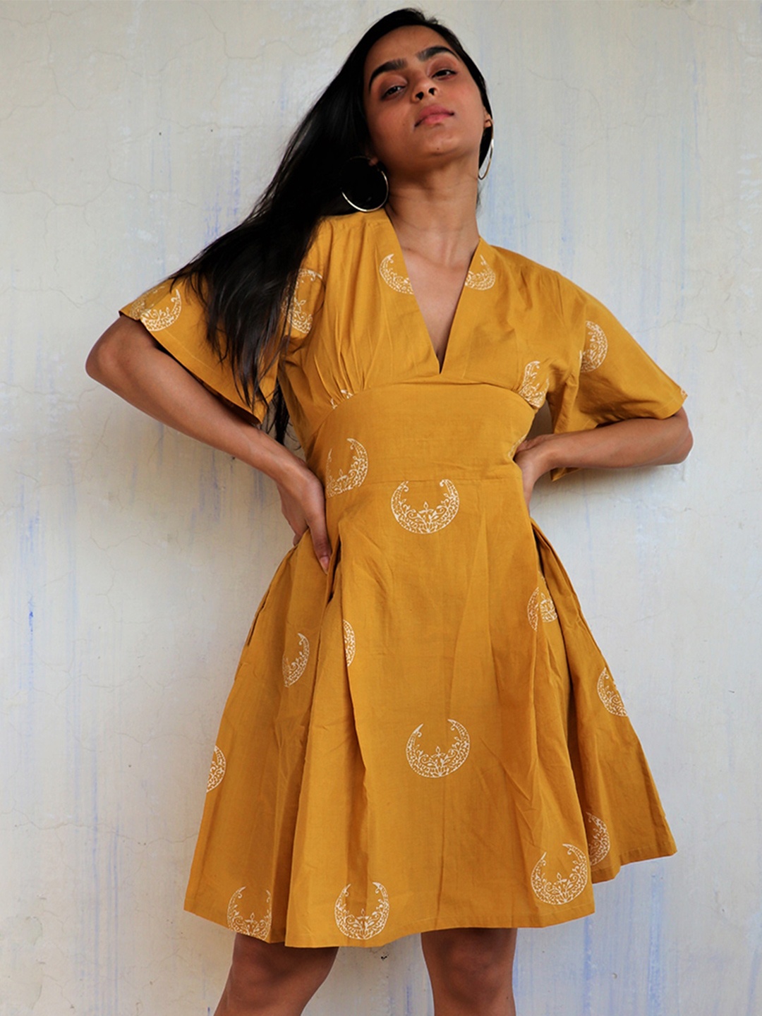 

Chidiyaa Women Yellow Printed Dress