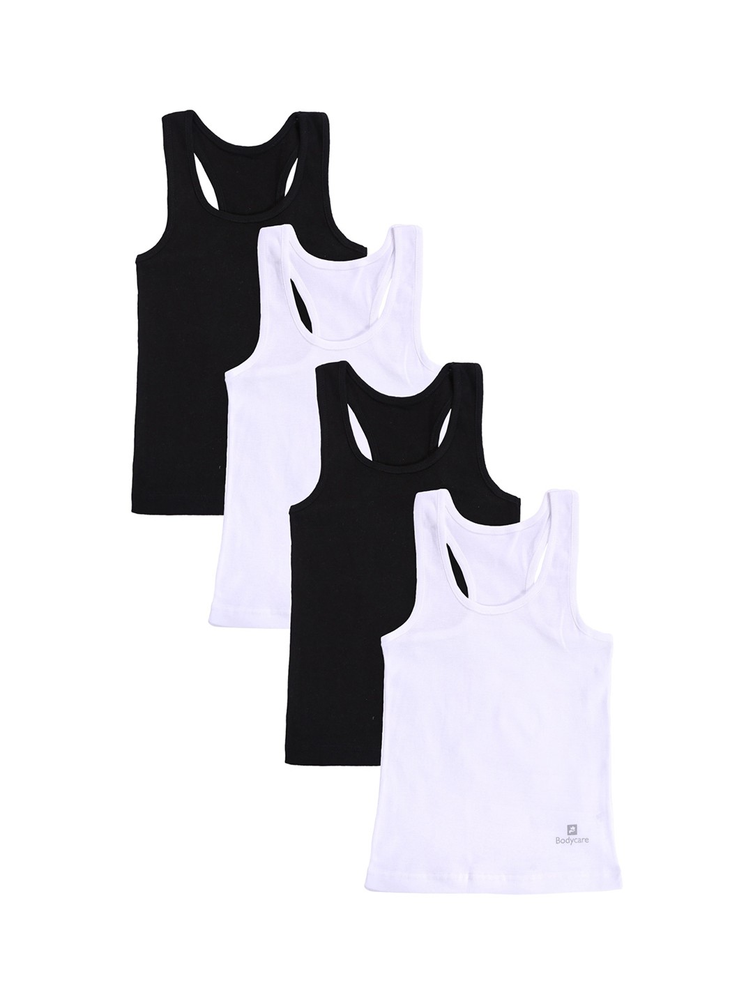 

Bodycare Kids Girls Pack Of 4 Black & White Solid Innerwear Vests