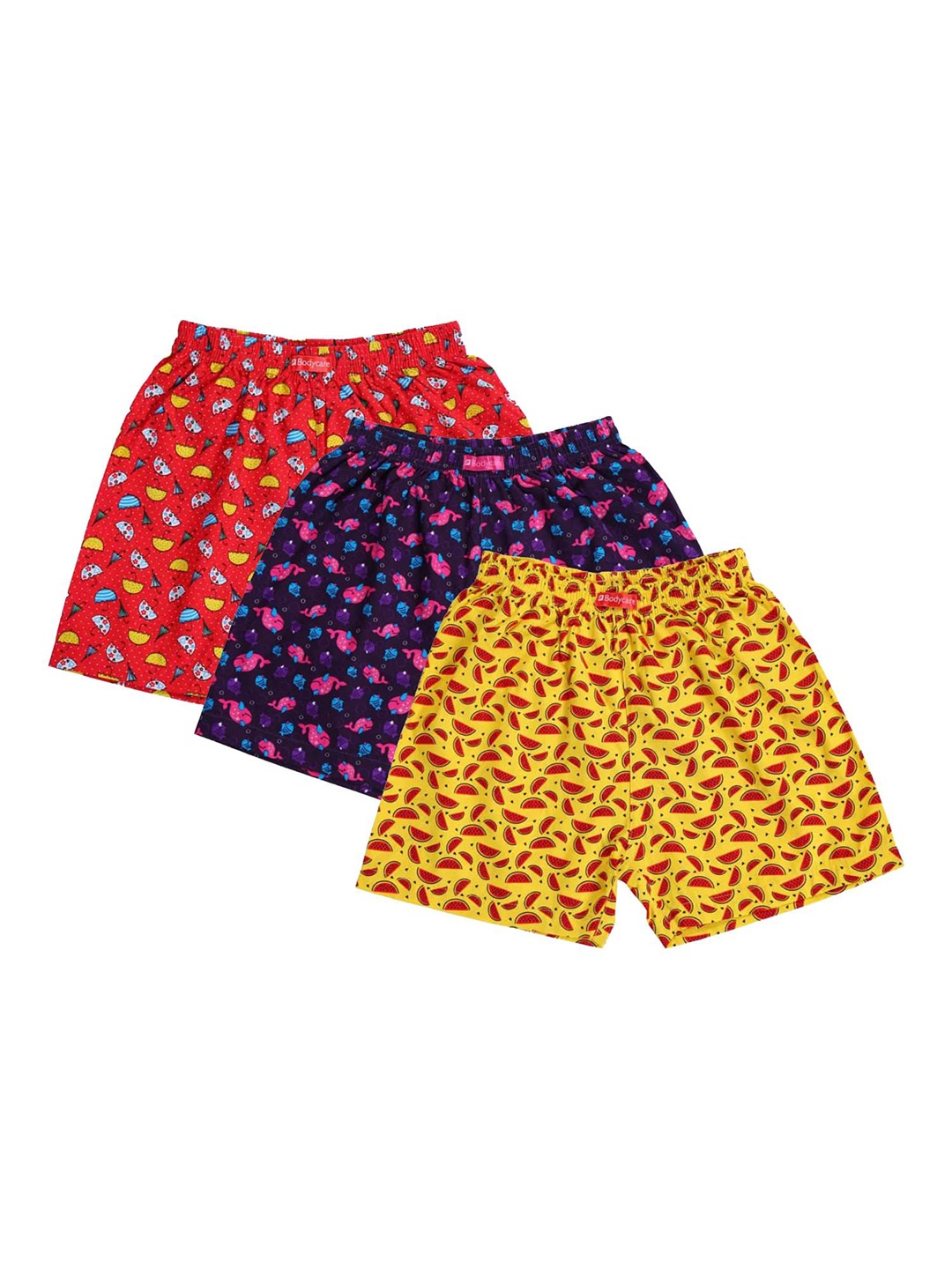 

Bodycare Kids Girls Red Blue & Yellow Pack Of 3 Assorted Floral Printed Shorts