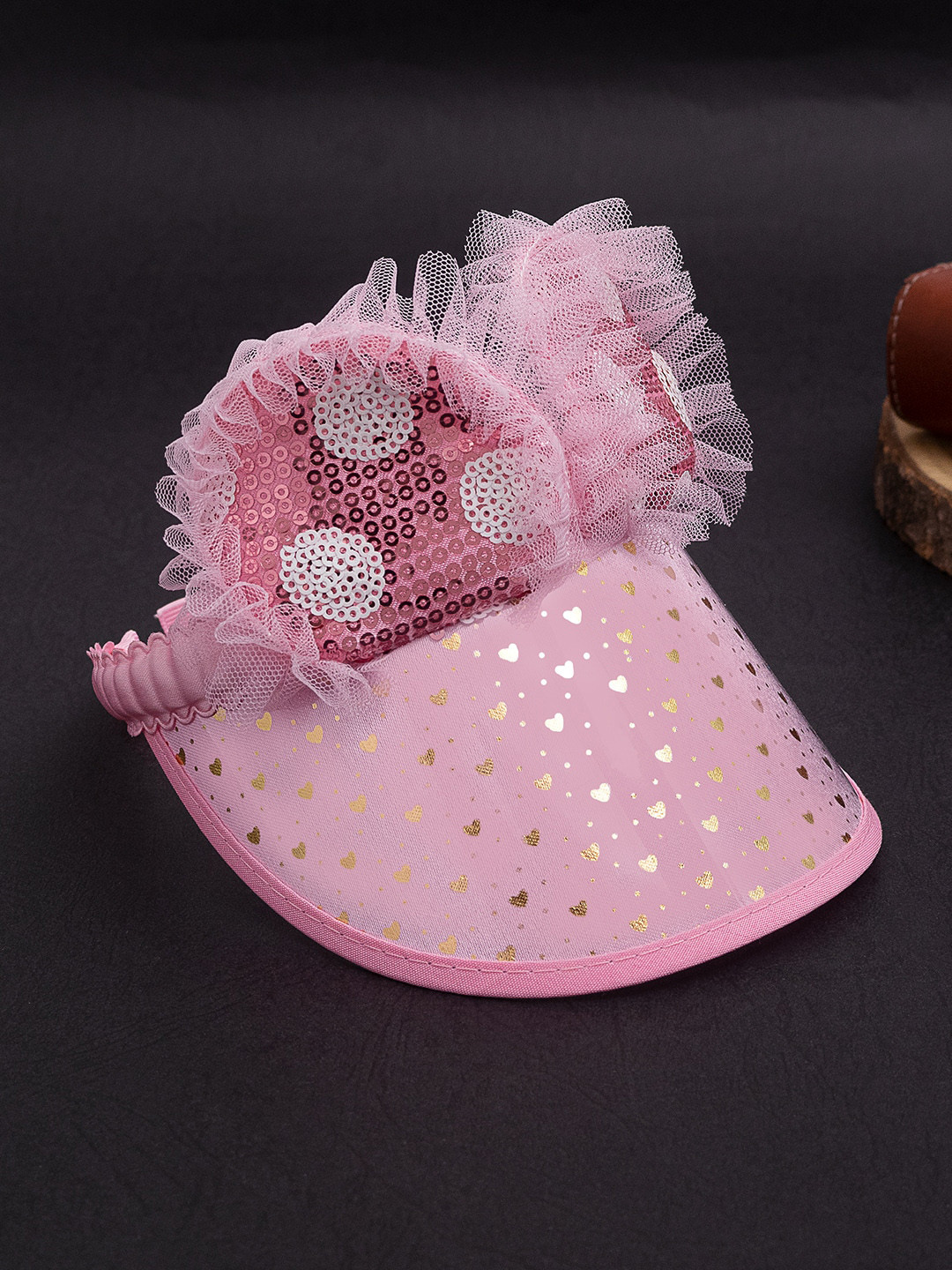 

Golden Peacock Girls Pink & Gold-Toned Printed Visor Cap