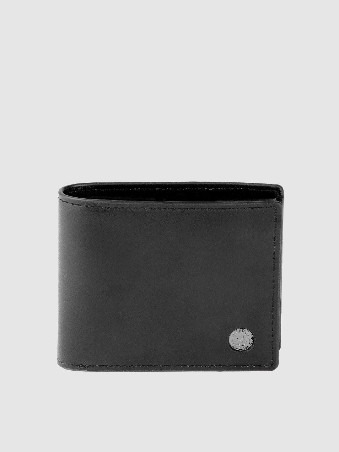 

Woodland Men Black Solid Leather Two Fold Wallet