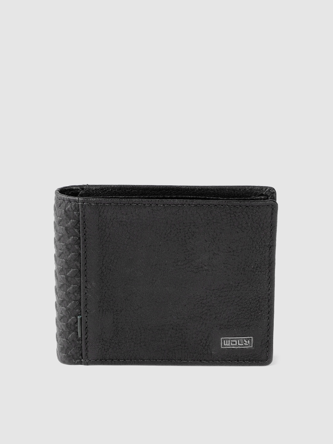 

Woodland Men Black Solid Leather Two Fold Wallet