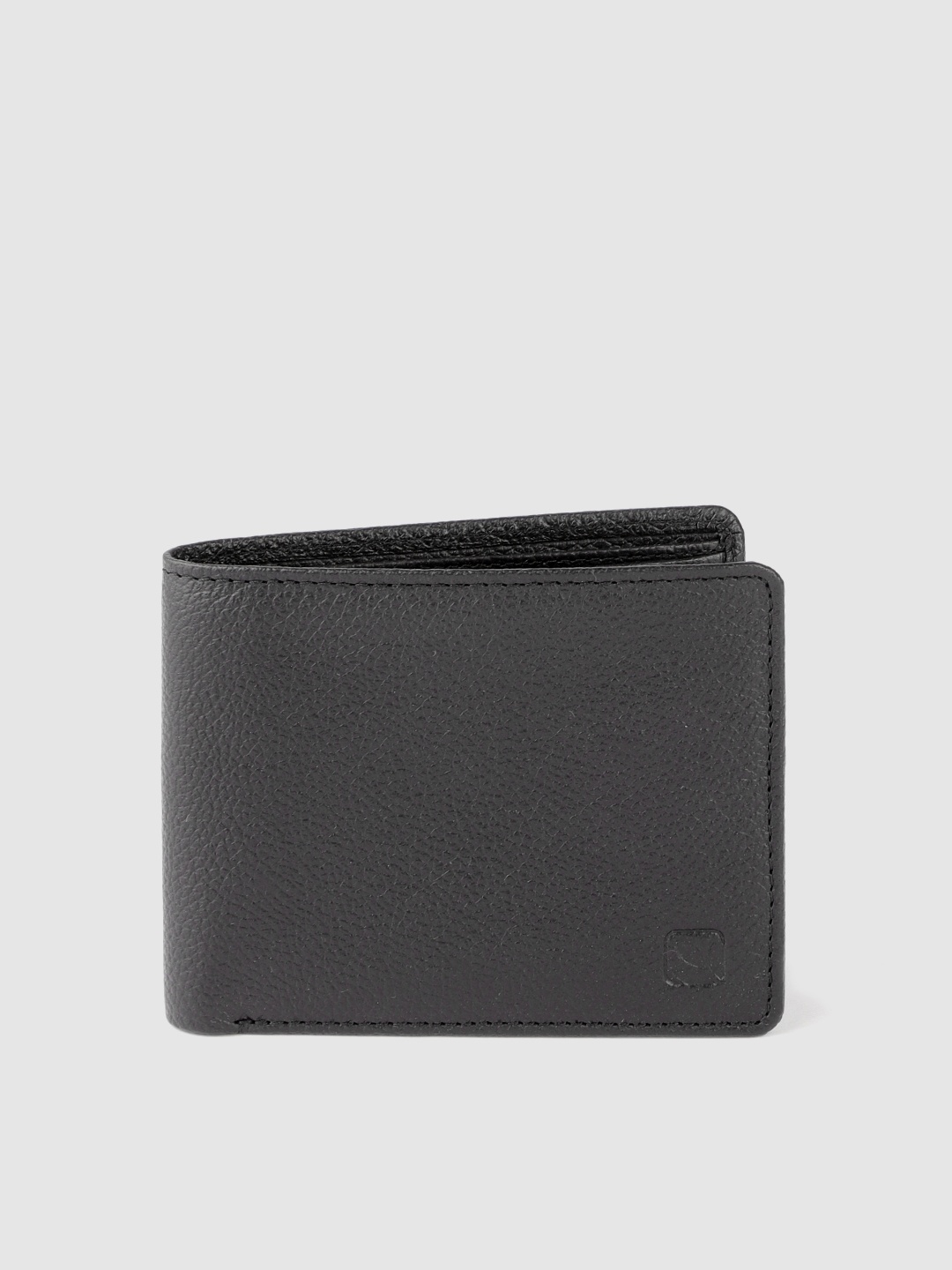 

Woodland Men Black Solid Leather Two Fold Wallet
