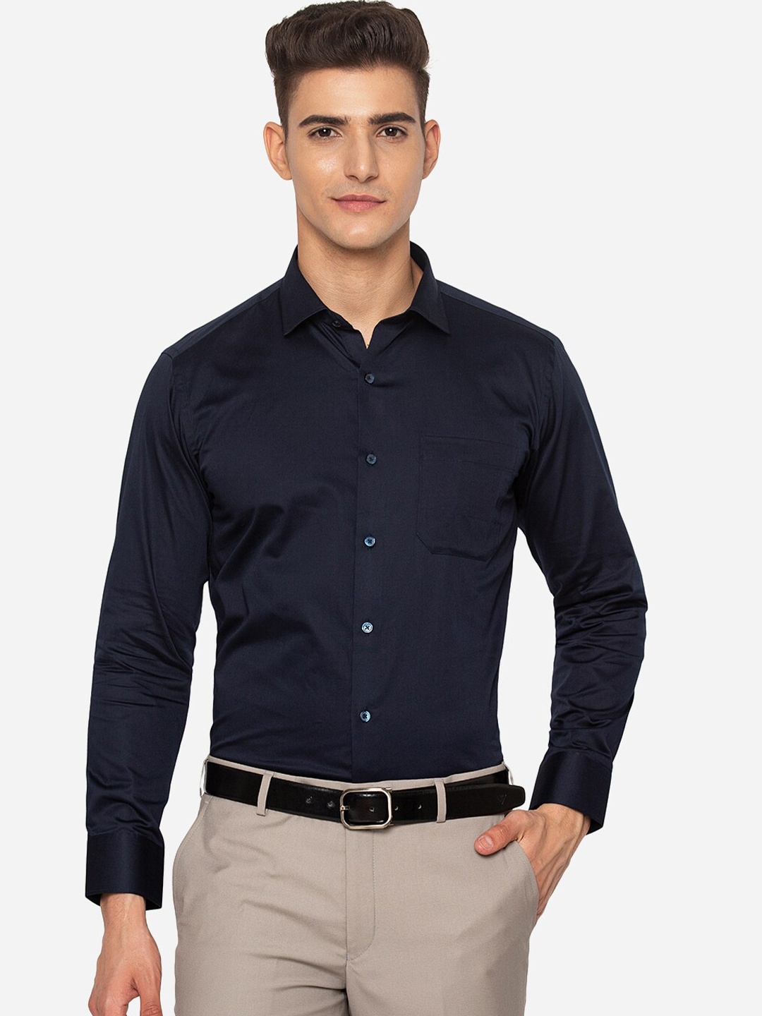 

Greenfibre Men Navy Blue Slim Fit Formal Shirt