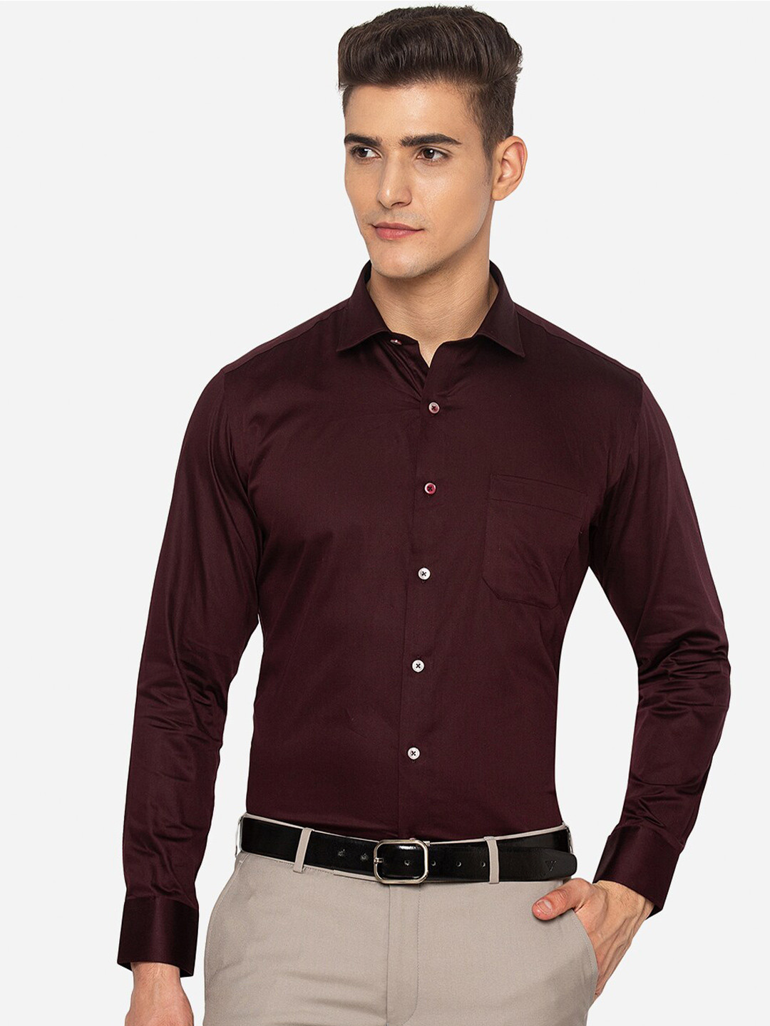 

Greenfibre Men Maroon Slim Fit Formal Shirt