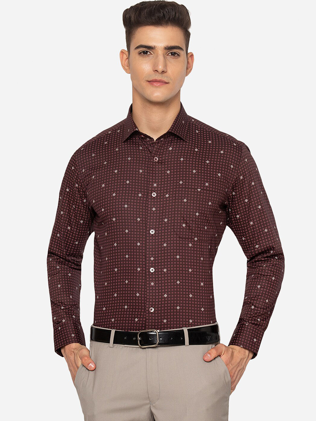 

Greenfibre Men Maroon Slim Fit Printed Casual Shirt