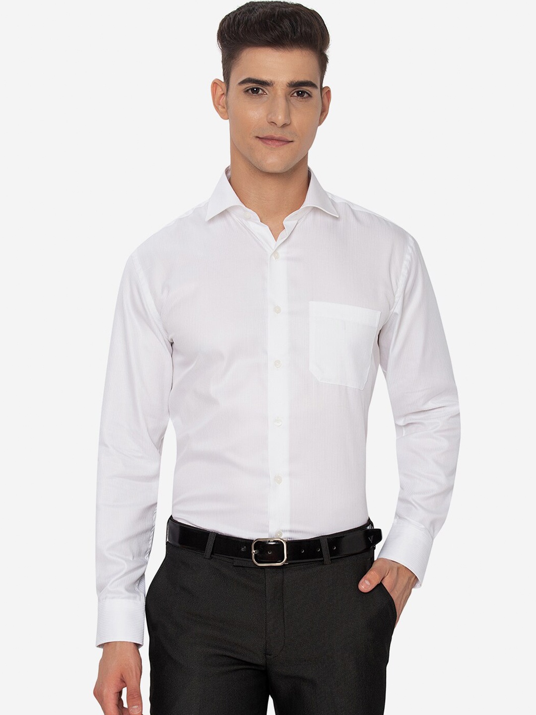 

JADE BLUE Men White Solid Formal Shirt