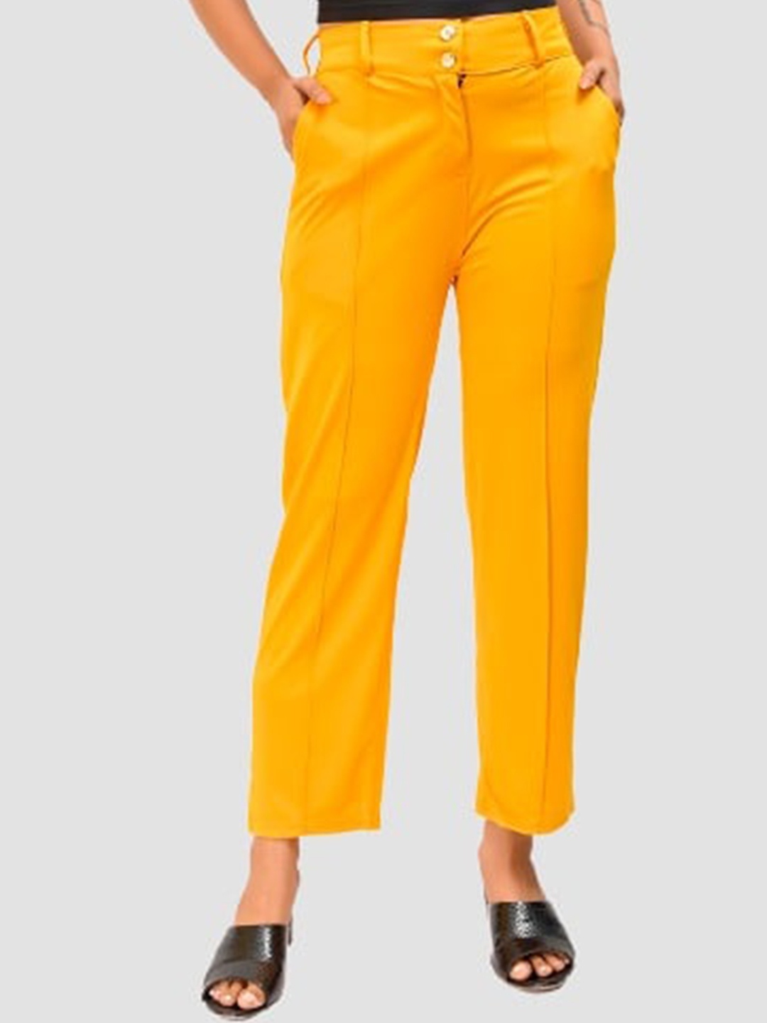 

Elendra jeans Girls Yellow Relaxed Regular Fit Solid Trousers