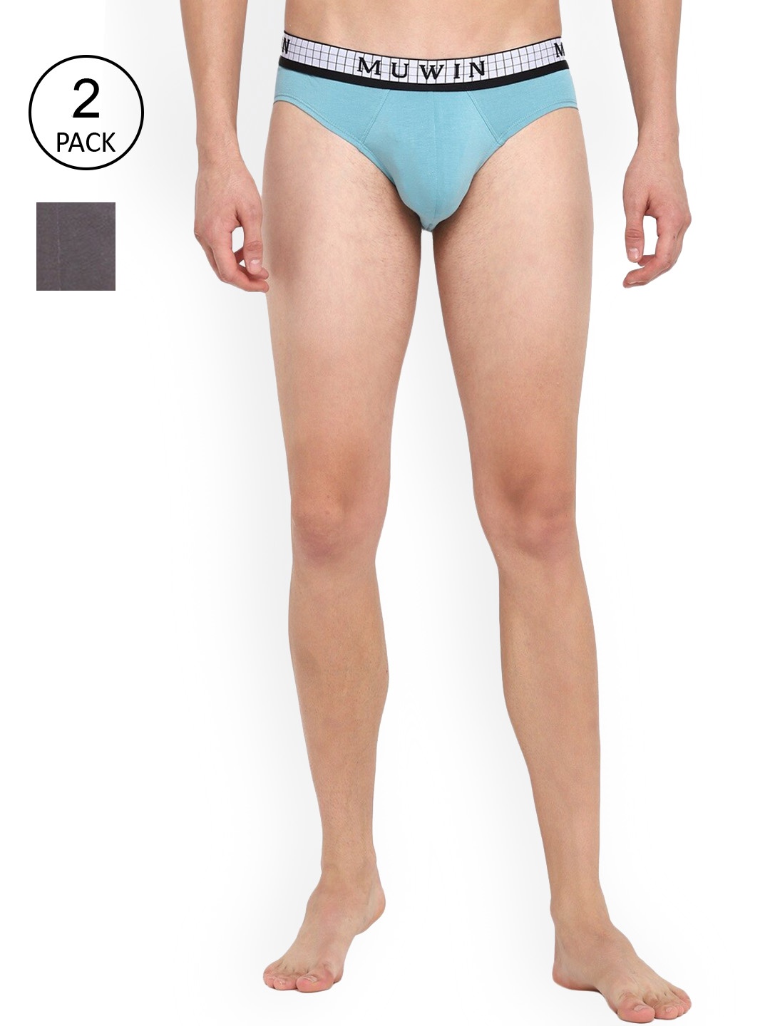 

MUWIN Men Pack of 2 Solid Basic Briefs CHKBRIEFTEALSTONE(M)-PO2, Teal
