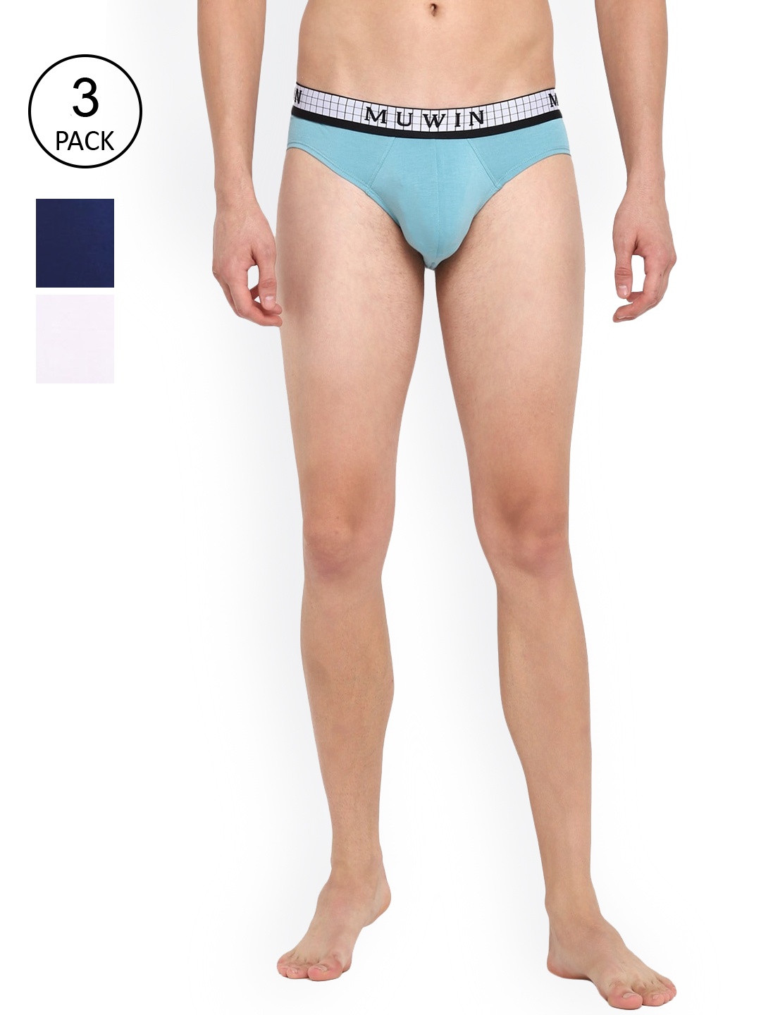 

MUWIN Men Pack Of 3 Basic Briefs, White