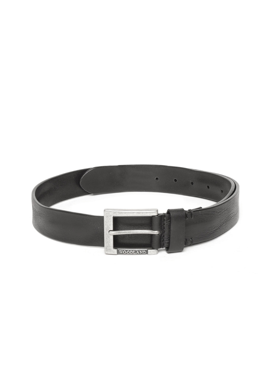 

Woodland Men Black Solid Leather Belt