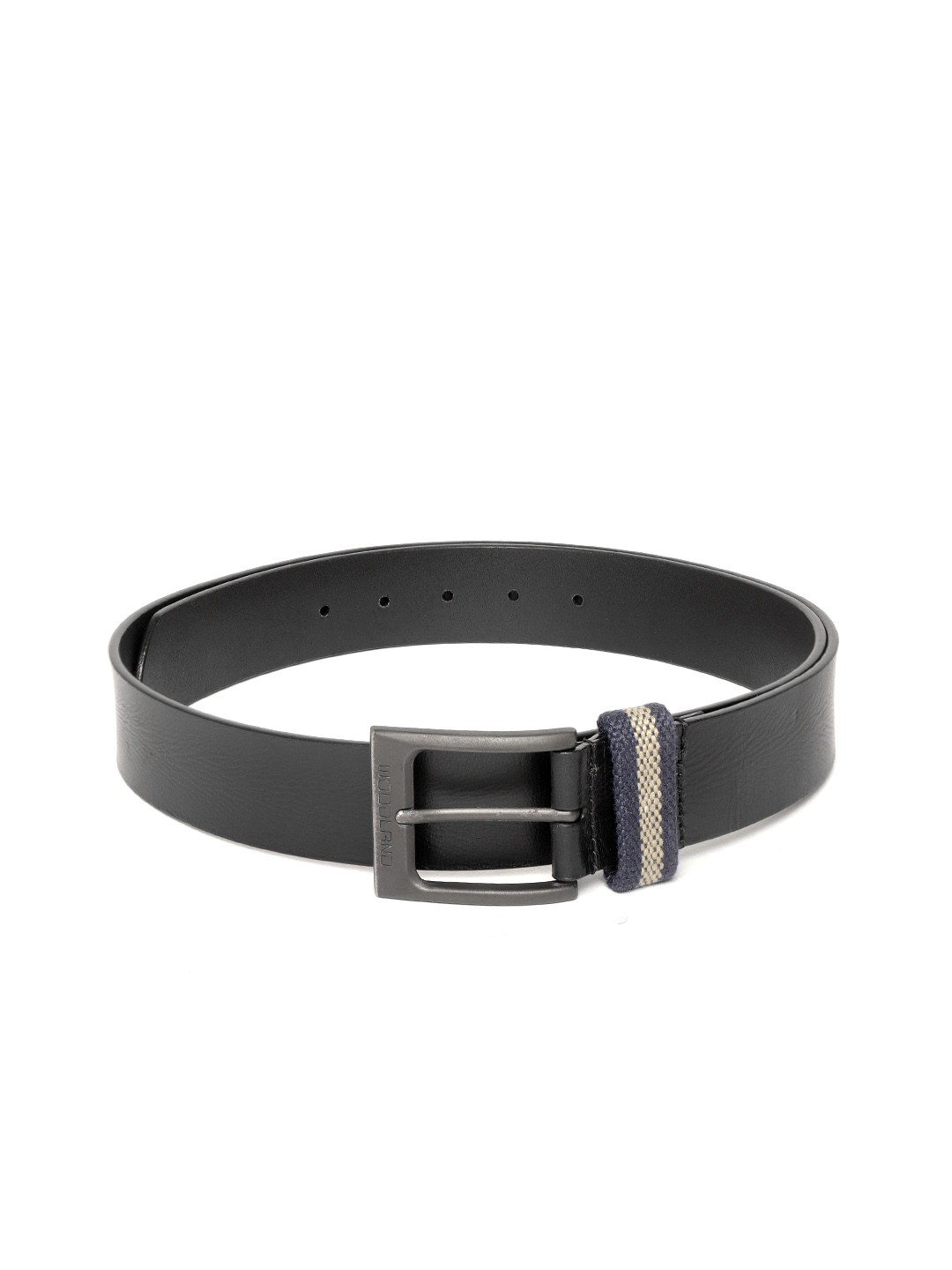 

Woodland Men Black Solid Leather Belt