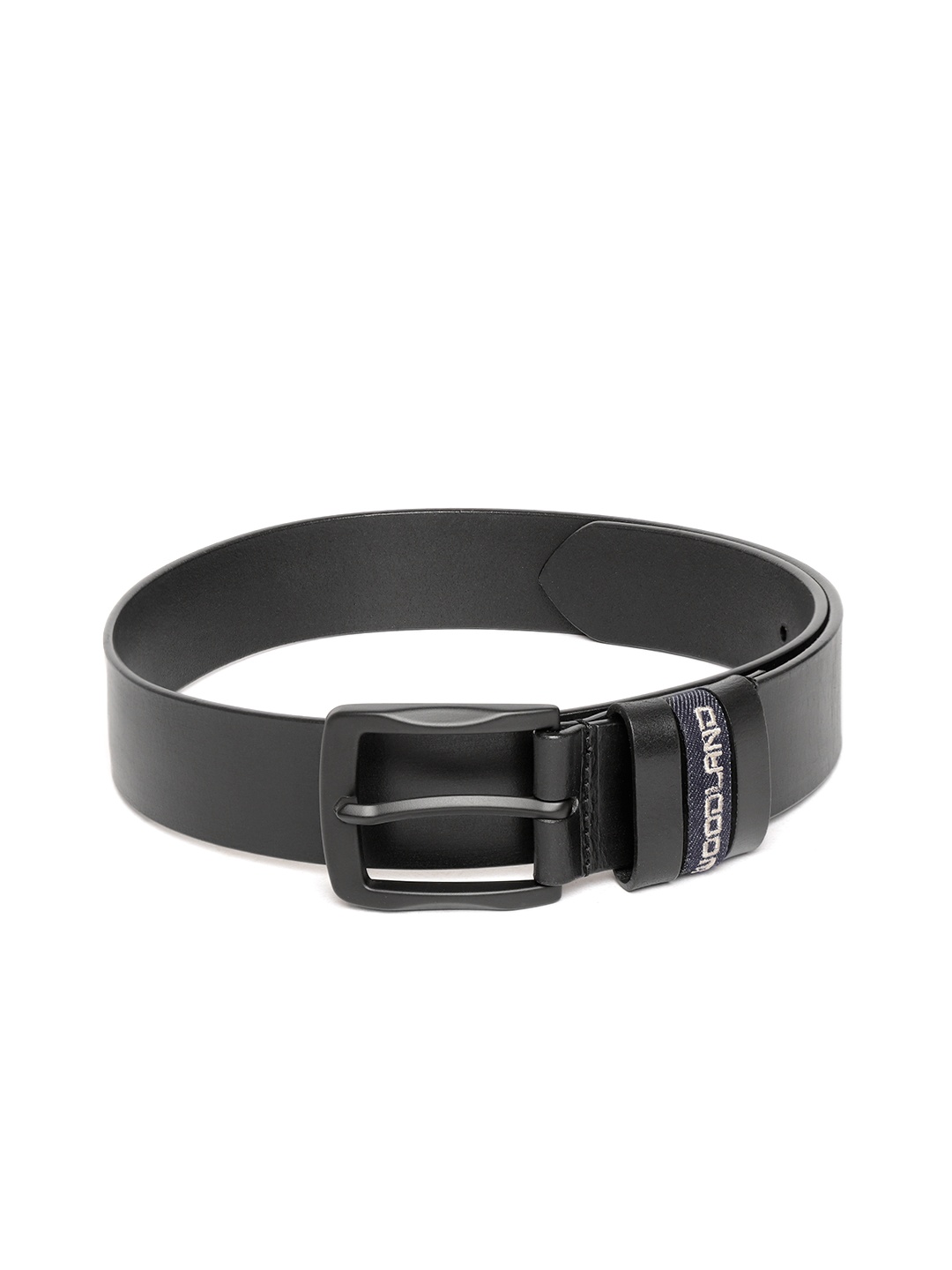 

Woodland Men Black Solid Leather Belt