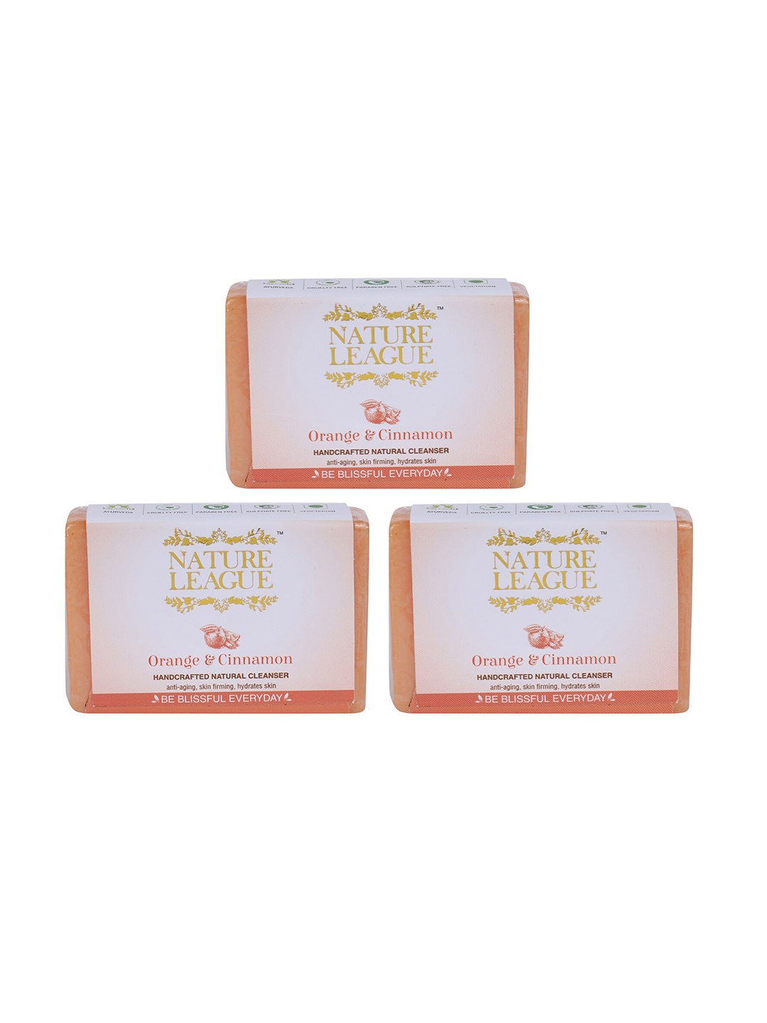 

NATURE LEAGUE Set Of 3 Orange & Cinnamon Natural Cleanser Soap - 100g each