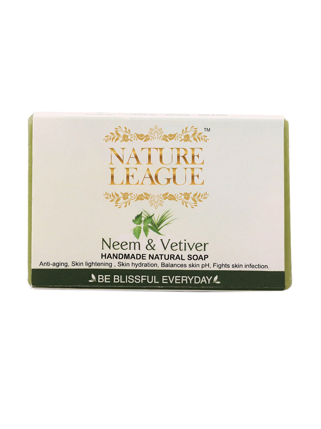 

NATURE LEAGUE Anti-Aging & Hydrating Neem & Vetiver Handmade Natural Bar Soap - 100 g, White
