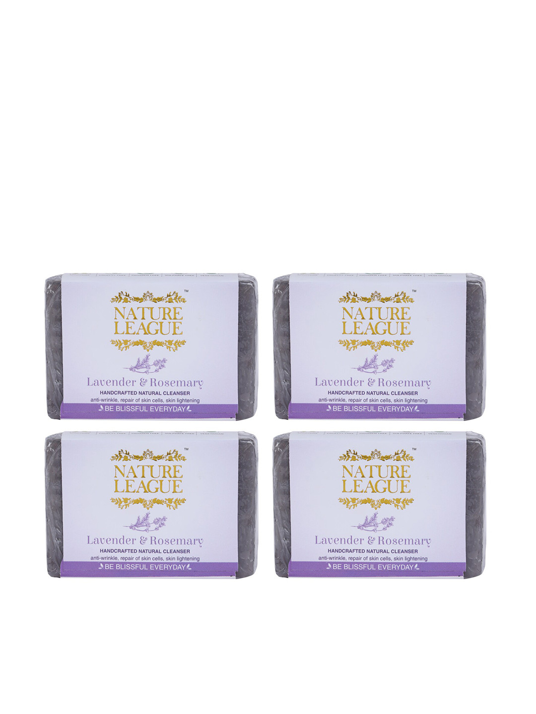 

NATURE LEAGUE Set of 4 Lavender & Rosemary Natural Handmade Soap - 100 g each