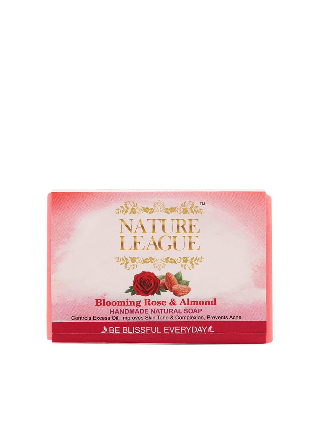 

NATURE LEAGUE Blooming Rose & Almond Handmade Natural Bar Soap For Excess Oil - 100 g, Red