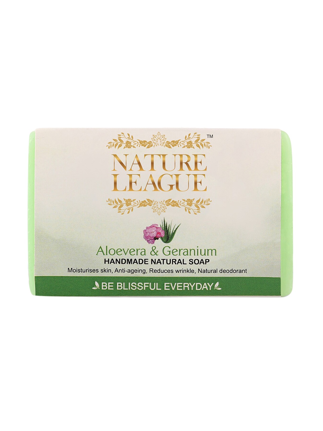 

NATURE LEAGUE Aloevera & Geranium Natural No Sulphate, Paraben Handmade Soap, Green