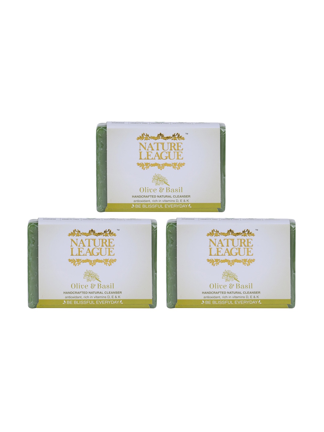 

NATURE LEAGUE Set of 3 Olive And Basil Natural Handmade Soap