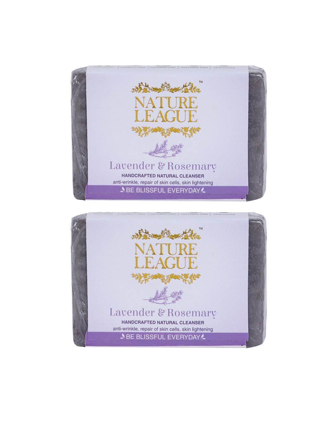 

NATURE LEAGUE Pack Of 2 Lavender & Rosemary Natural No Sulphate, Paraben Handmade Soap
