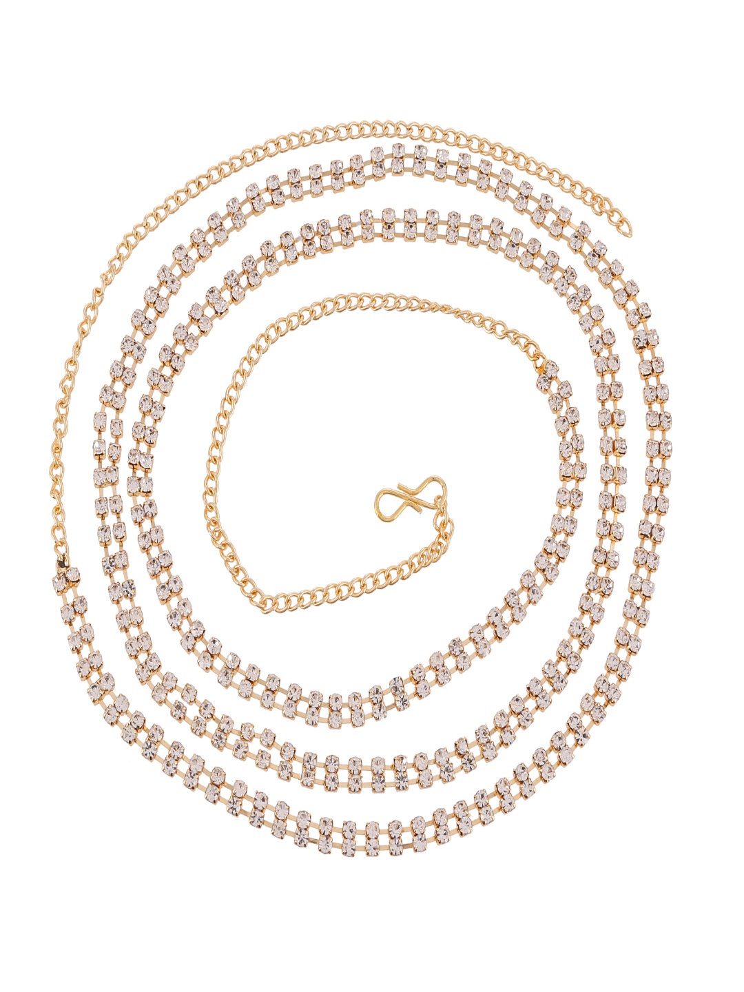 

Sanjog Gold-Toned & White Cubic Zirconia Studded Waist Chain