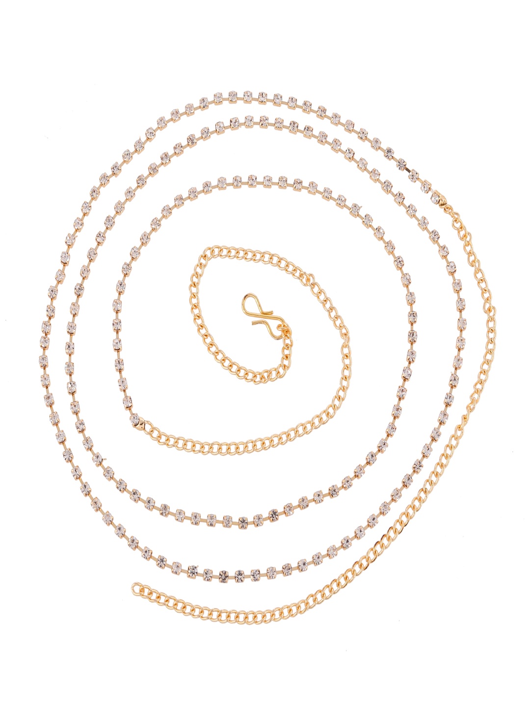

Sanjog Women Gold-Toned White CZ Studded & Beaded Saree Belt Kamarbandh