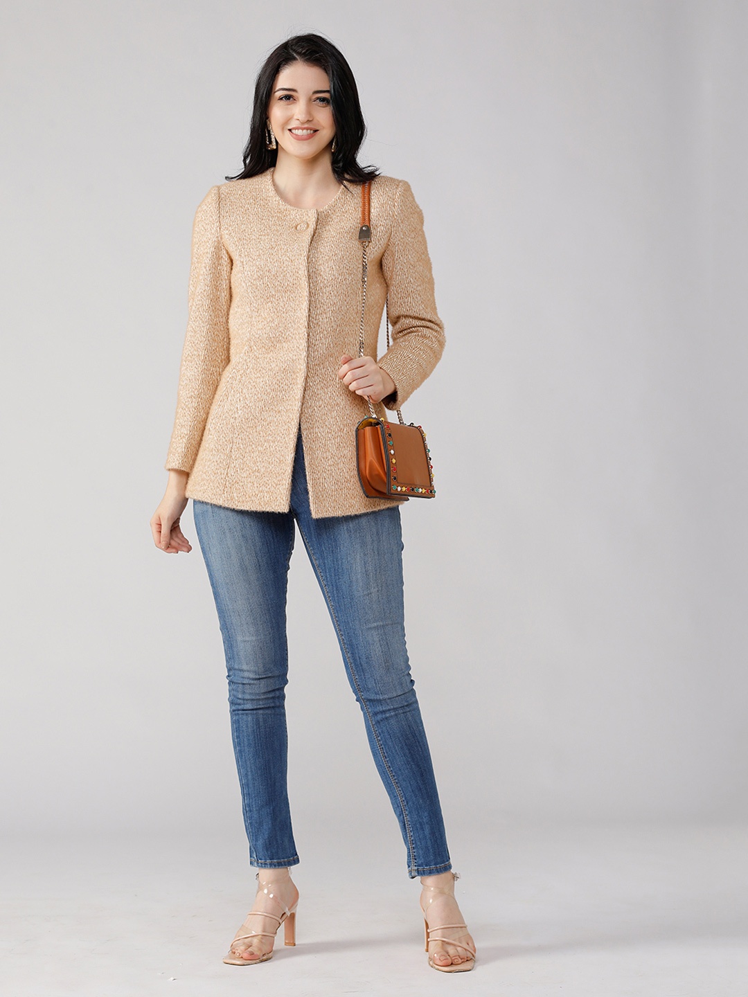 

LURE URBAN Women Beige Solid Trench Stylish Coats