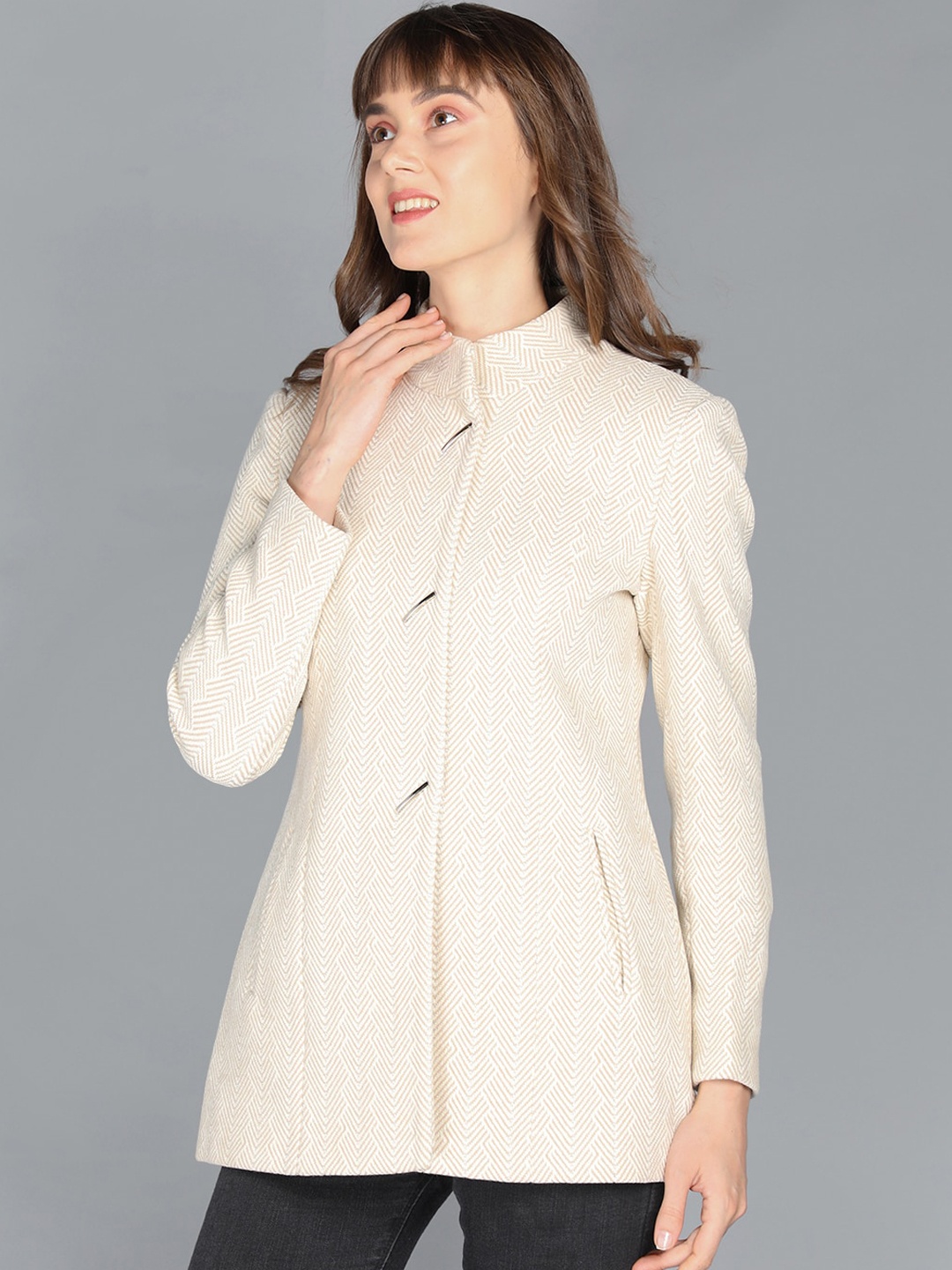 

LURE URBAN Women Pink Striped Overcoats