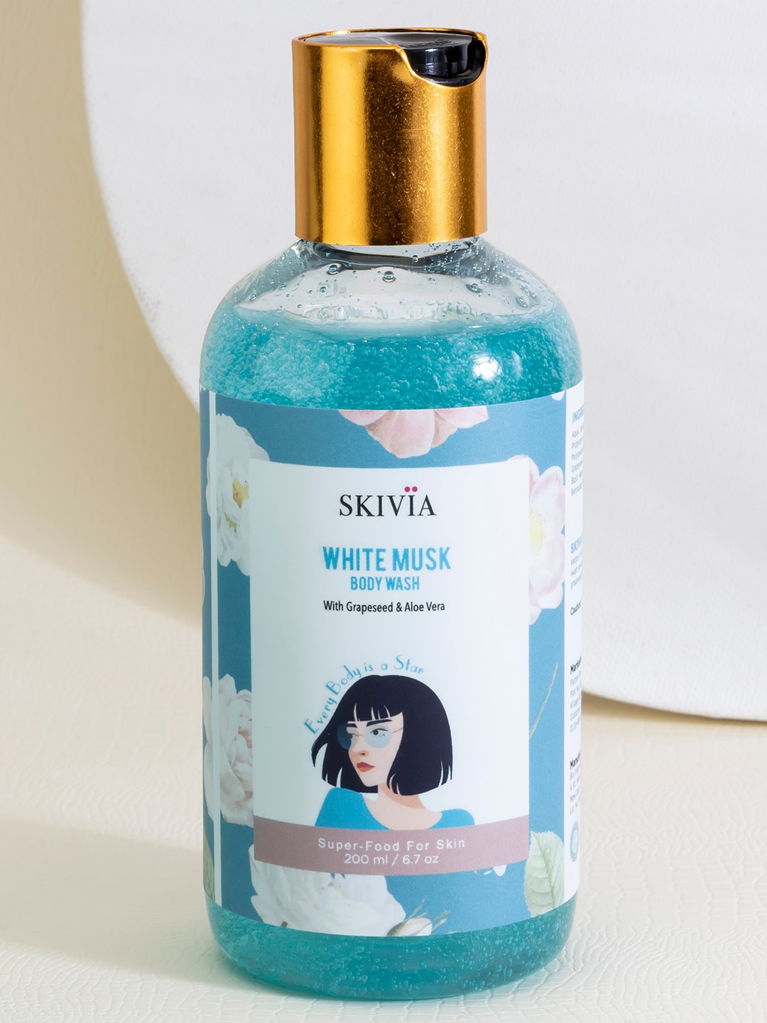 

SKIVIA White Musk Body Wash with Grapeseed & Aloevera - 200 ml, Blue