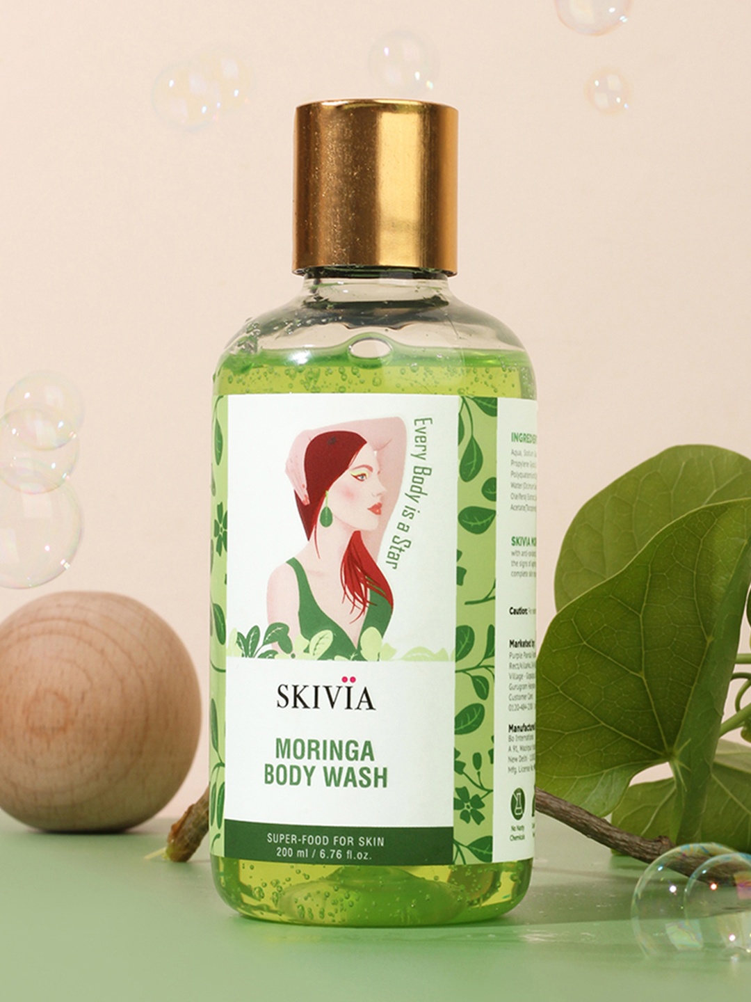 

SKIVIA Moringa Body Wash with Vitamin C & E - 200 ml, Green