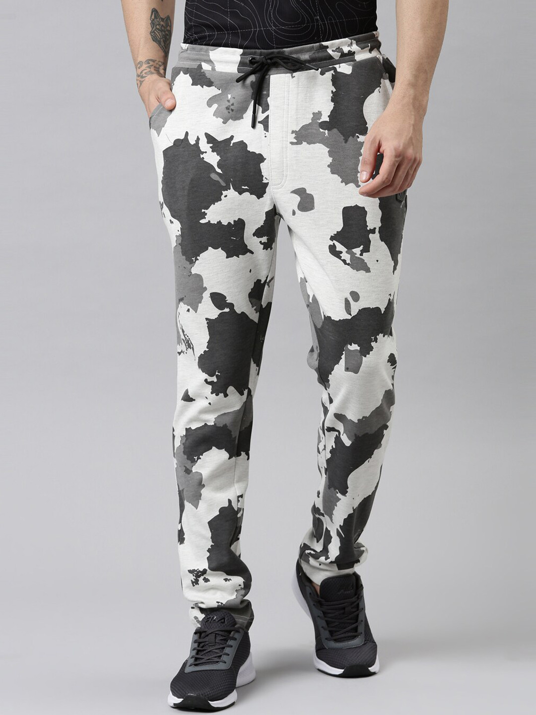 

Proline Active Men Grey & White Printed Sports Track Pants