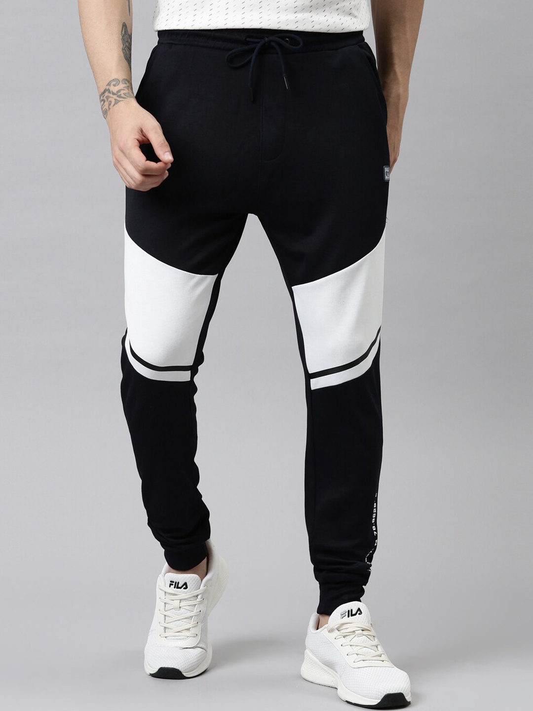 

Proline Active Men Navy Blue & White Colorblocked Cotton Joggers