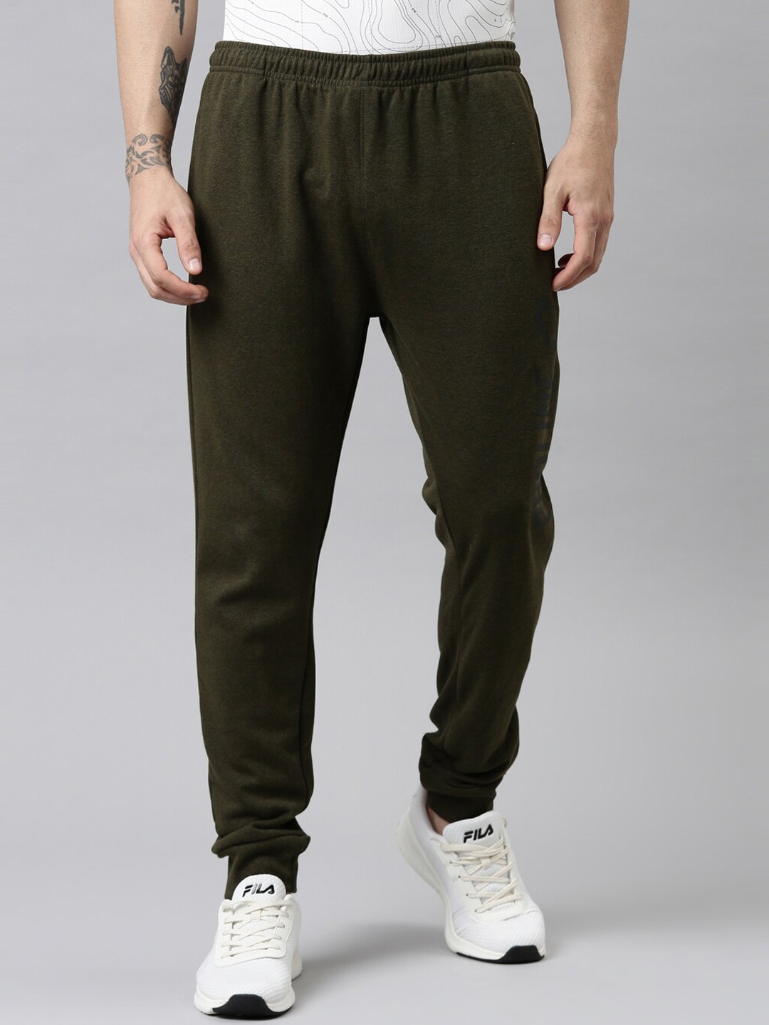 

Proline Active Men Olive Green Solid Cotton Joggers