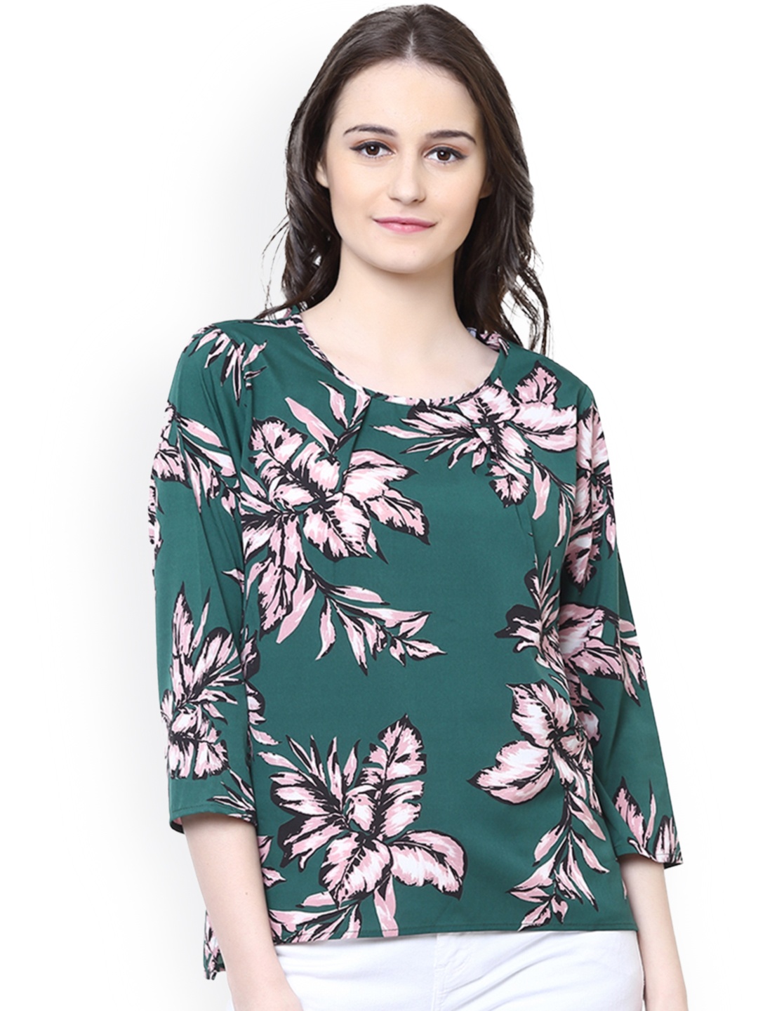 

Harpa Women Green Tropical Printed Top
