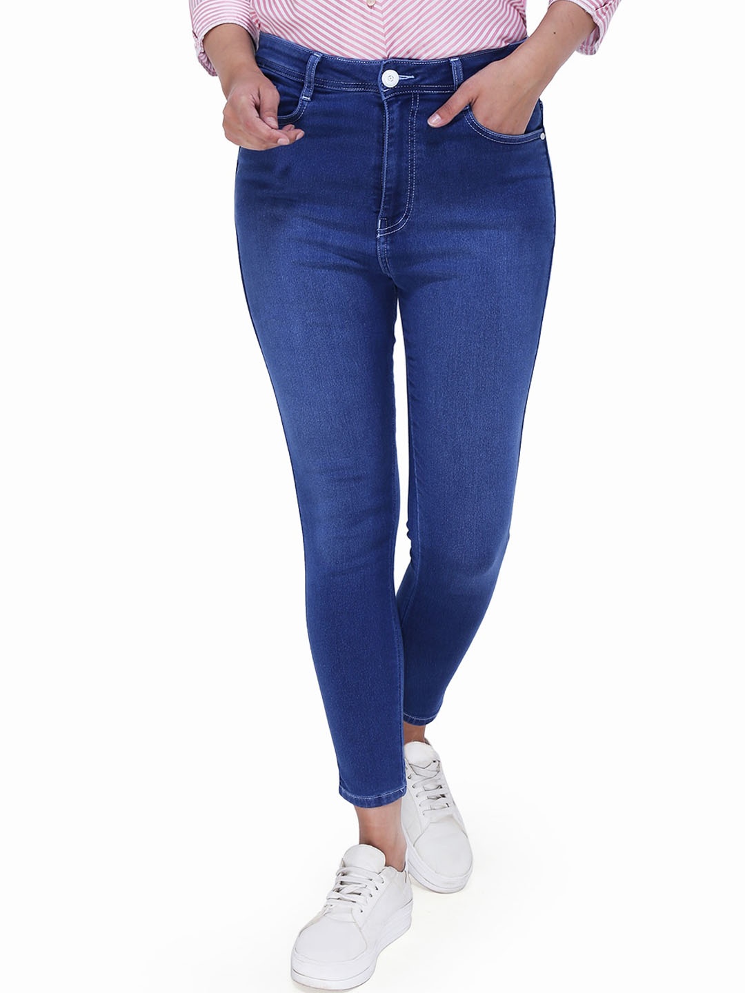 

FCK-3 Women Blue Jean Skinny Fit High-Rise Heavy Fade Stretchable Jeans