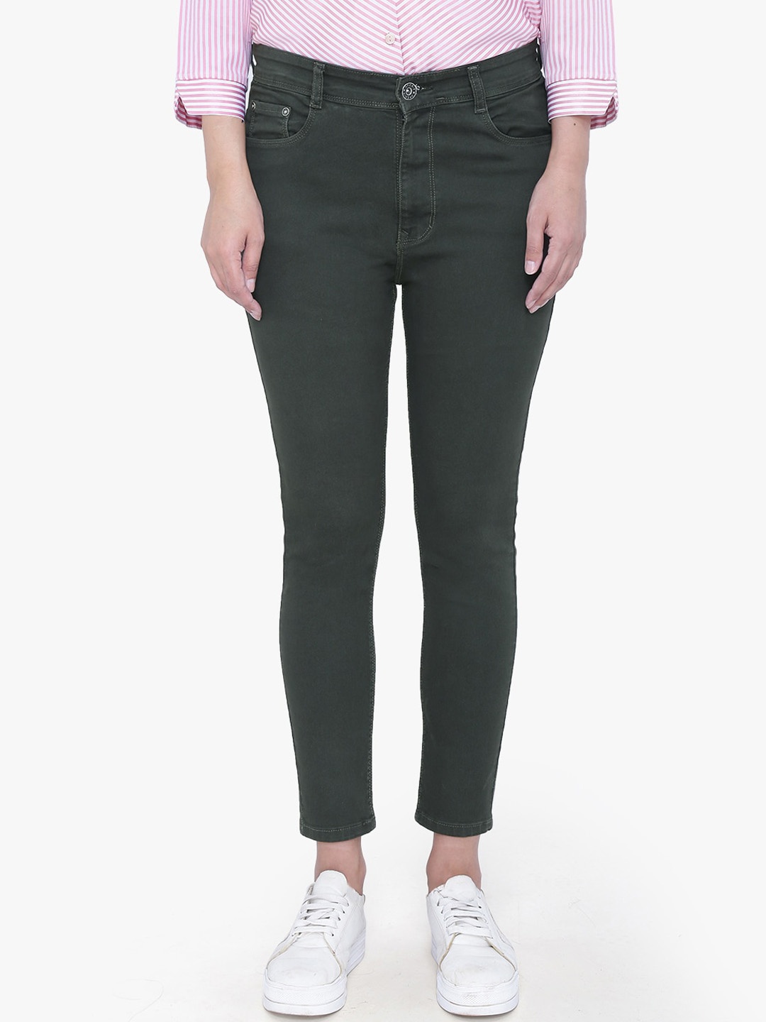 

FCK-3 Women Olive Green Jean High-Rise Stretchable Jeans