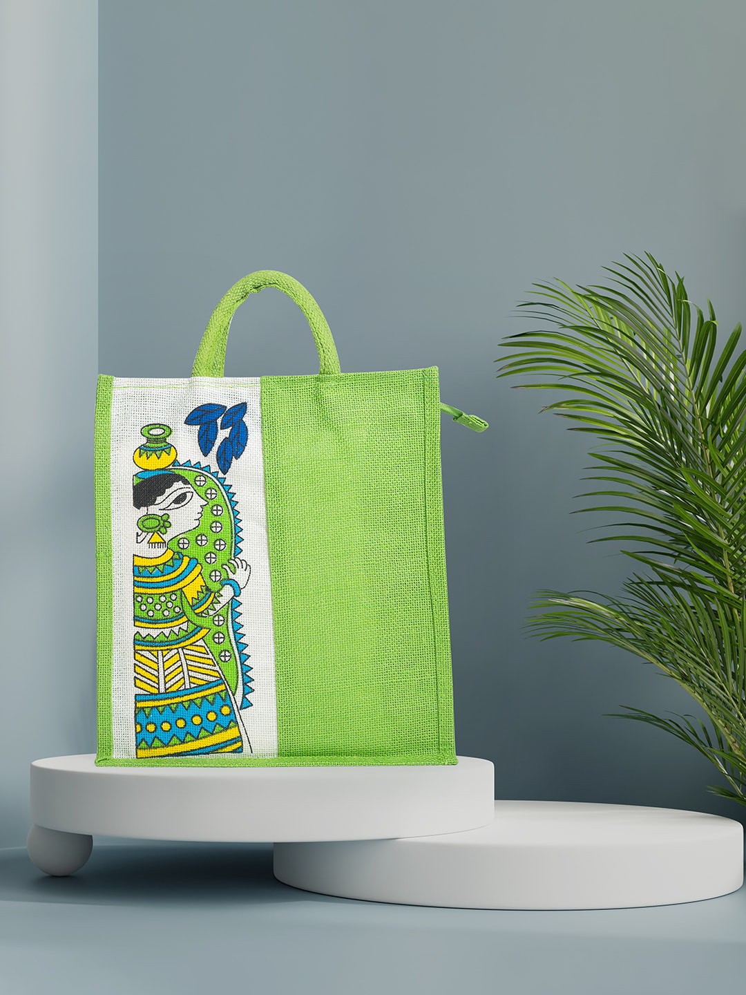 

Golden Peacock Women Green Ethnic Motifs Printed Shopper Tote Bag