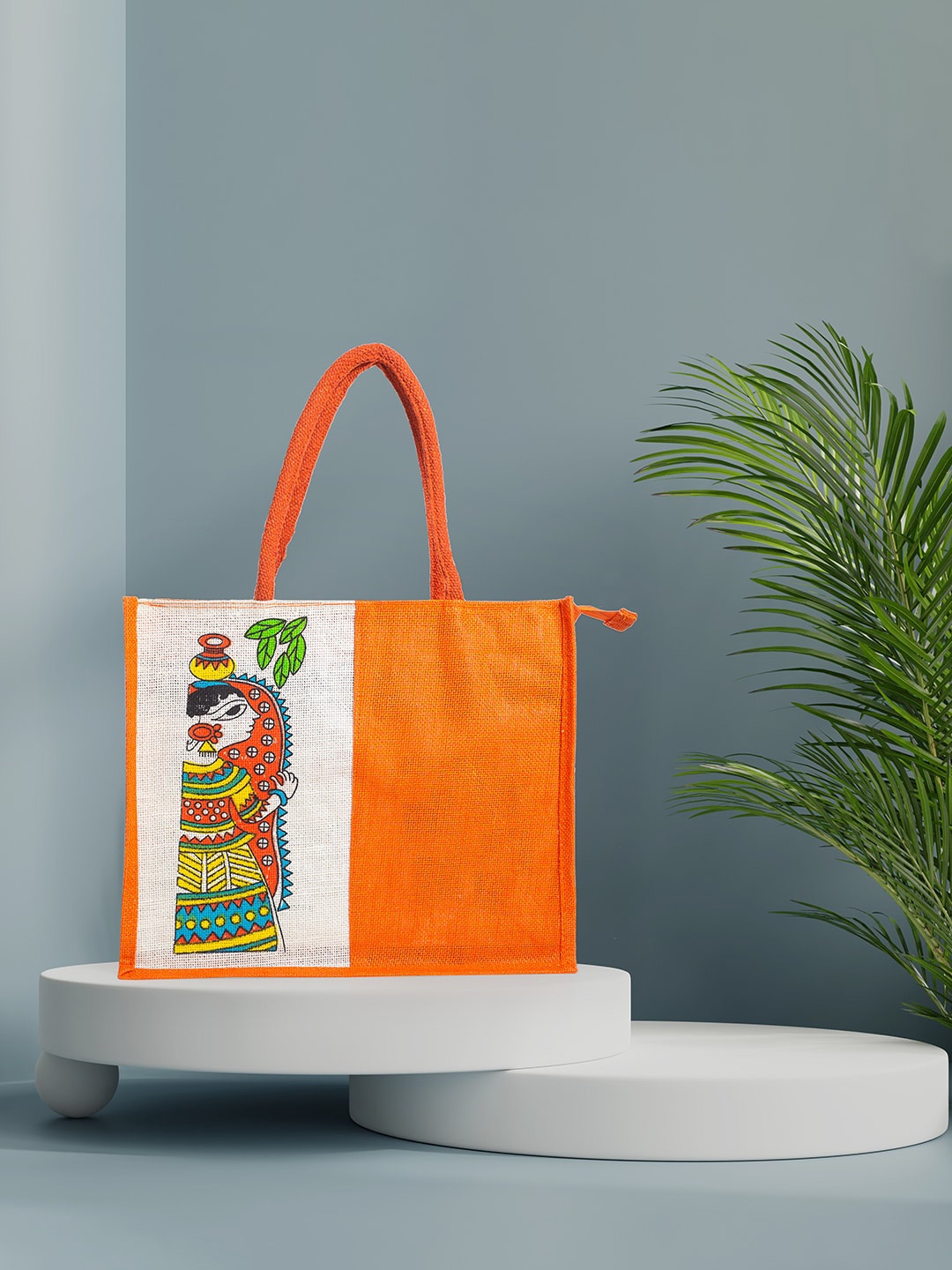 

Golden Peacock Orange Colourblocked Oversized Shopper Tote Bag