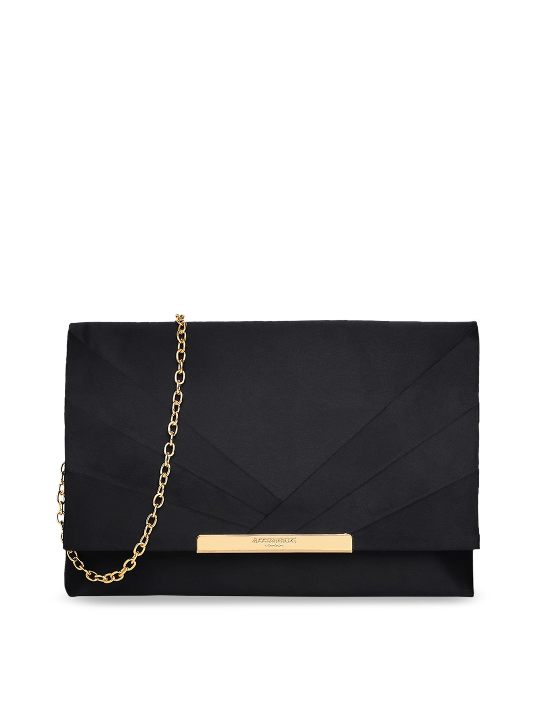 

Accessorize London Women Satin Foldover Structured Sling Bag, Black