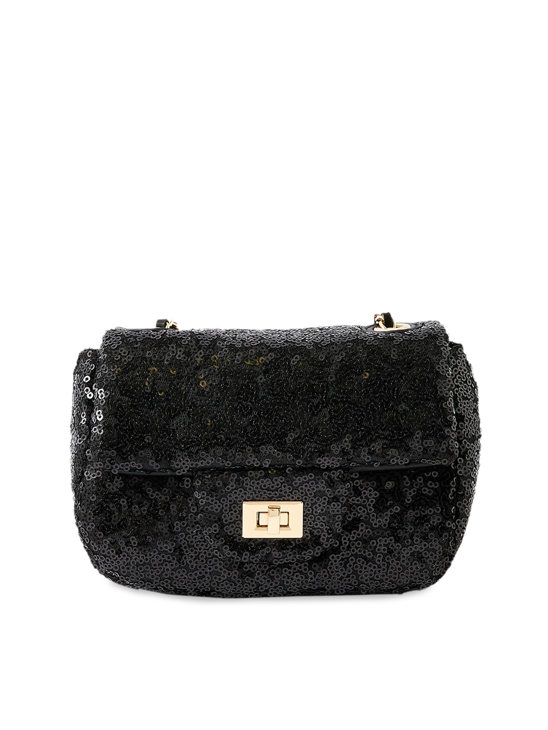 

Accessorize London Women Sequin Mini Chain Sling Bag, Black