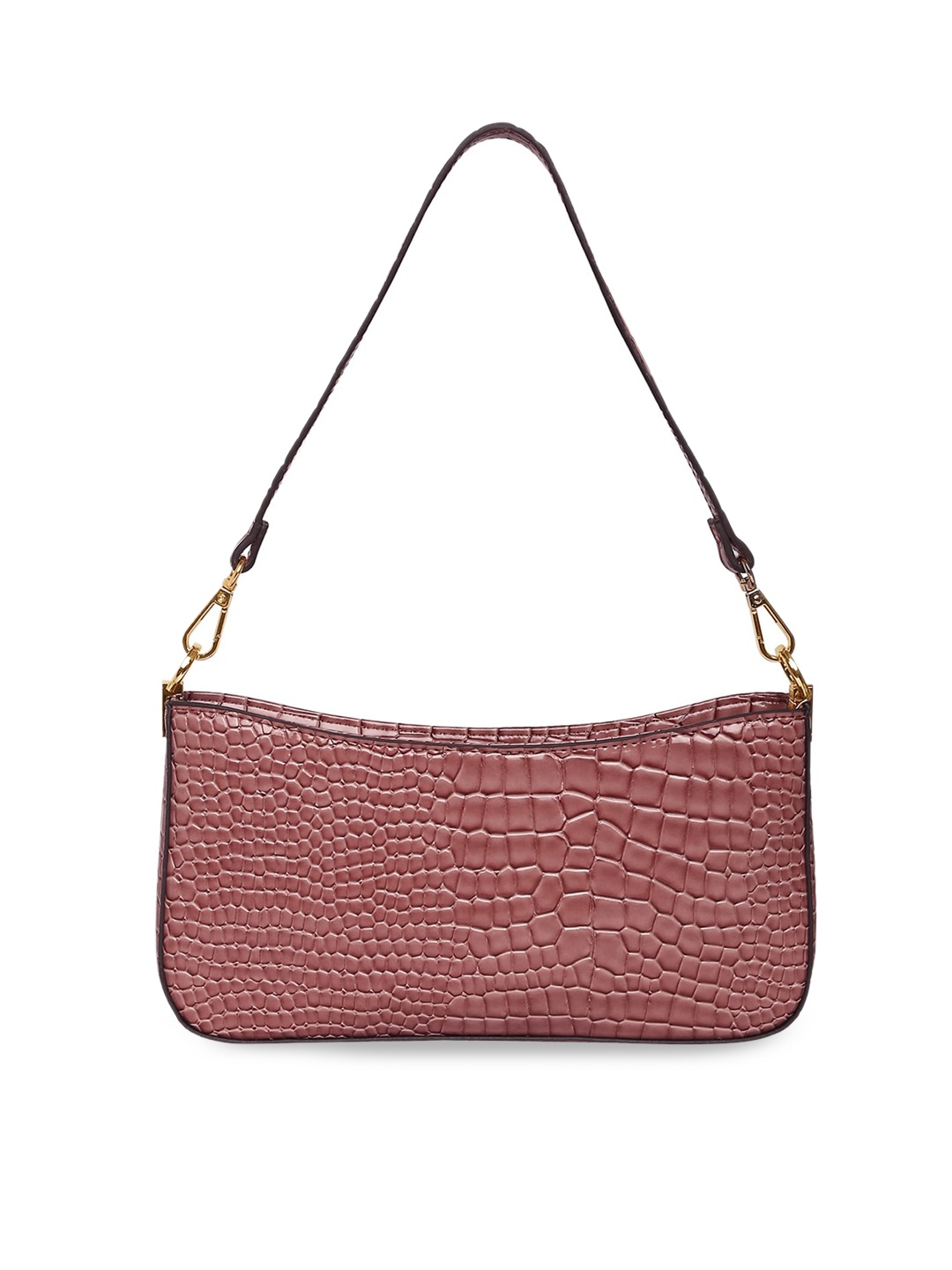 

Accessorize London Women Faux Leather Croc Roxanne Baguette Shoulder Bag, Pink