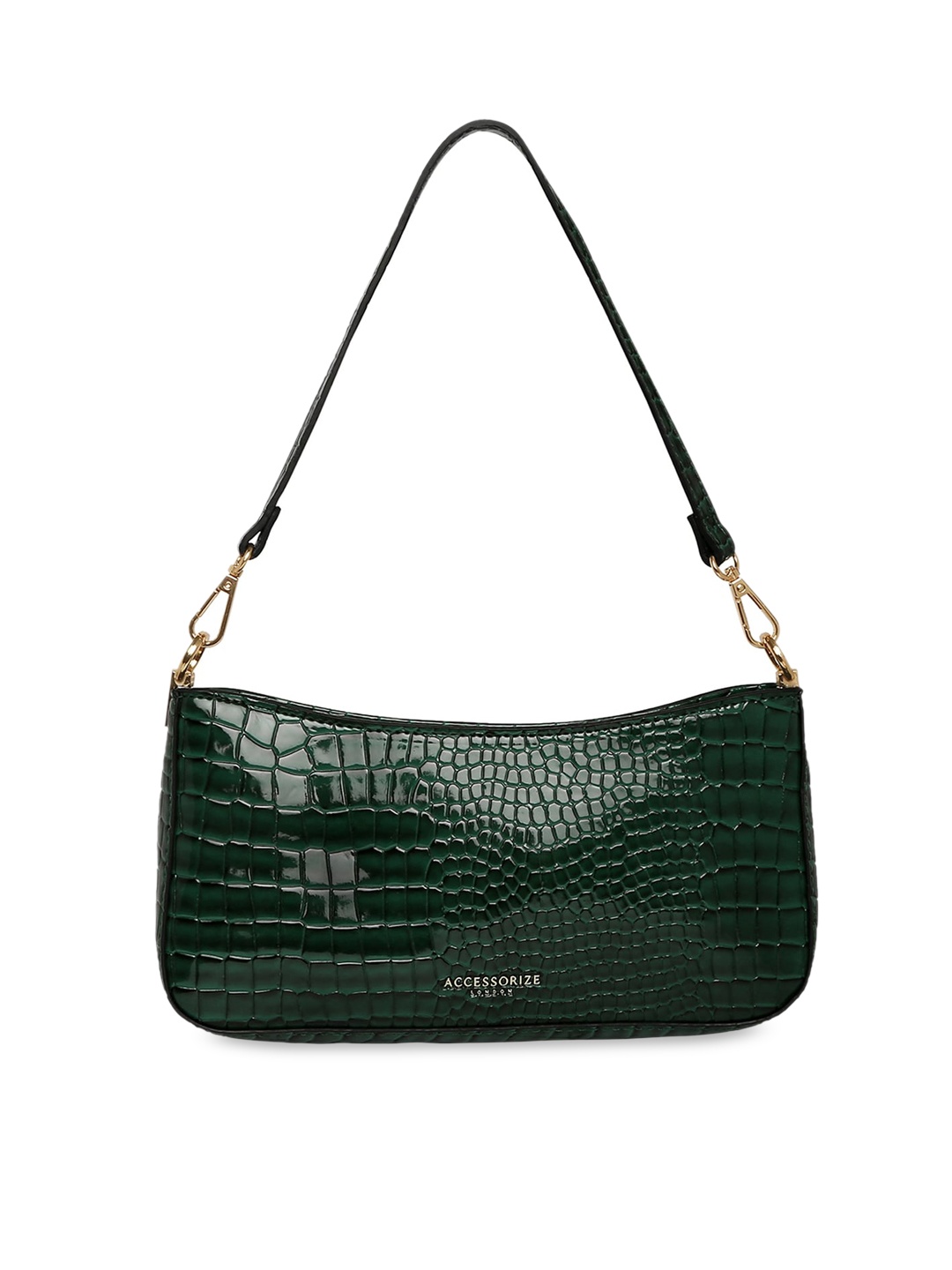 

Accessorize London Women Faux Leather Croc Roxanne Baguette Shoulder Bag, Green