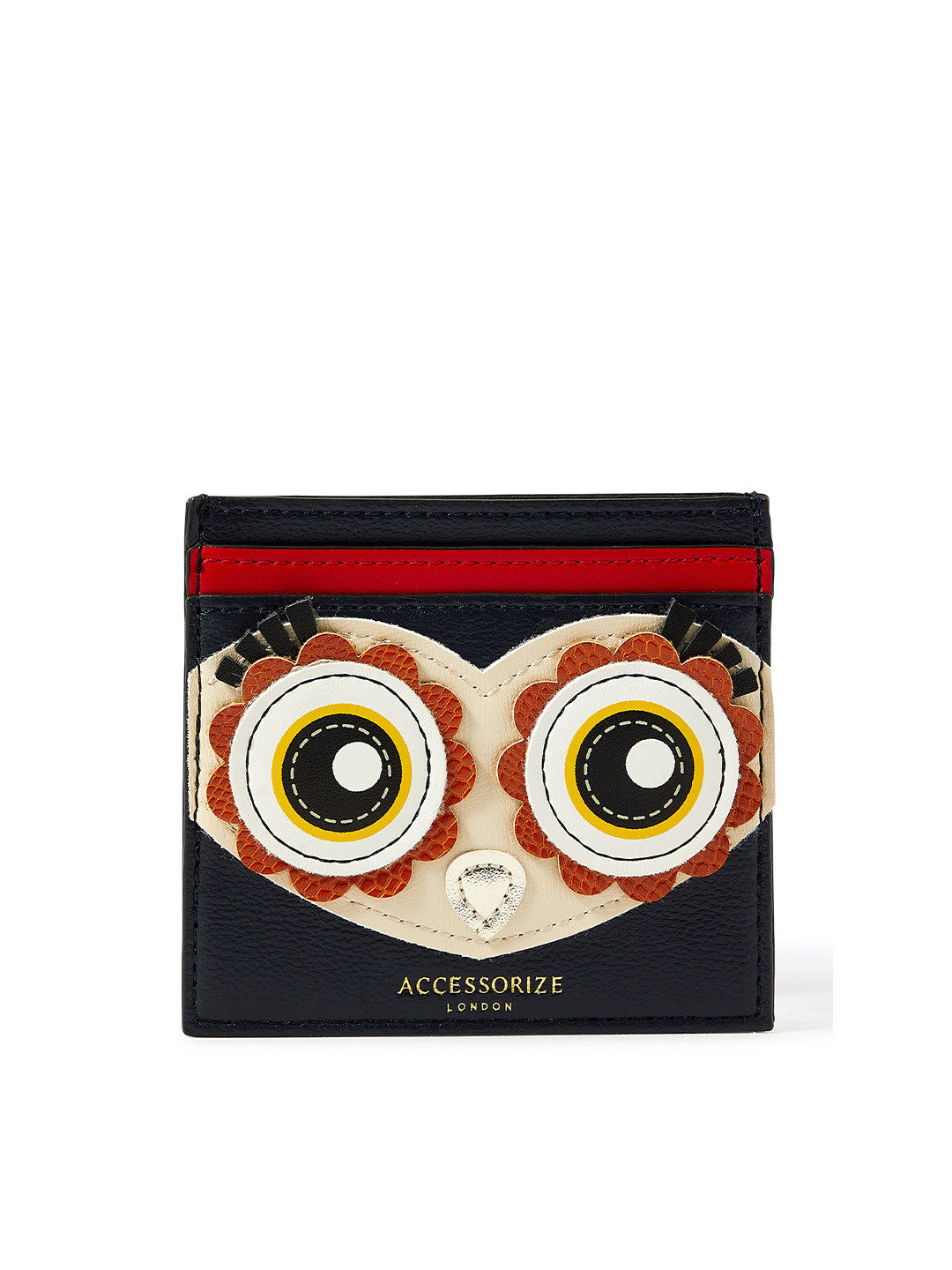 

Accessorize Women Navy Blue & Beige Applique Card Holder