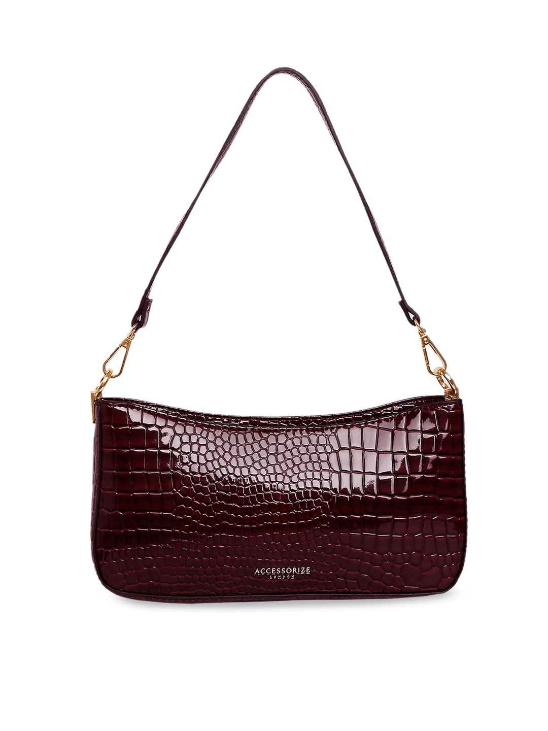 

Accessorize Burgundy Animal Textured Structured Hobo Bag