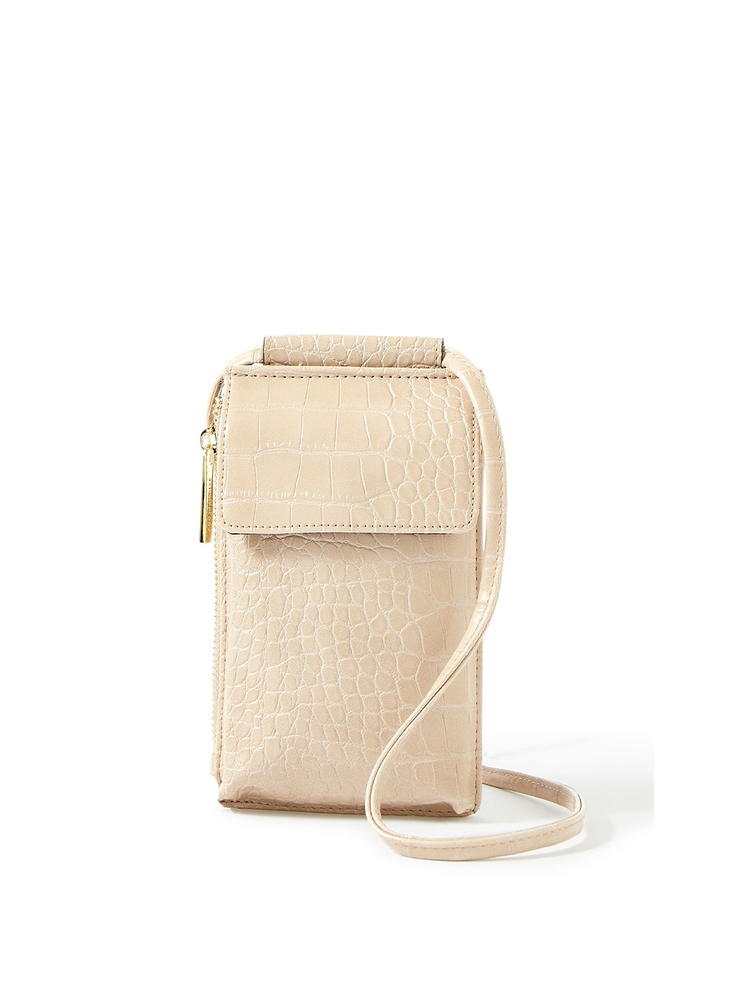 

Accessorize Women Cream-Coloured Textured Zip Around Wallet