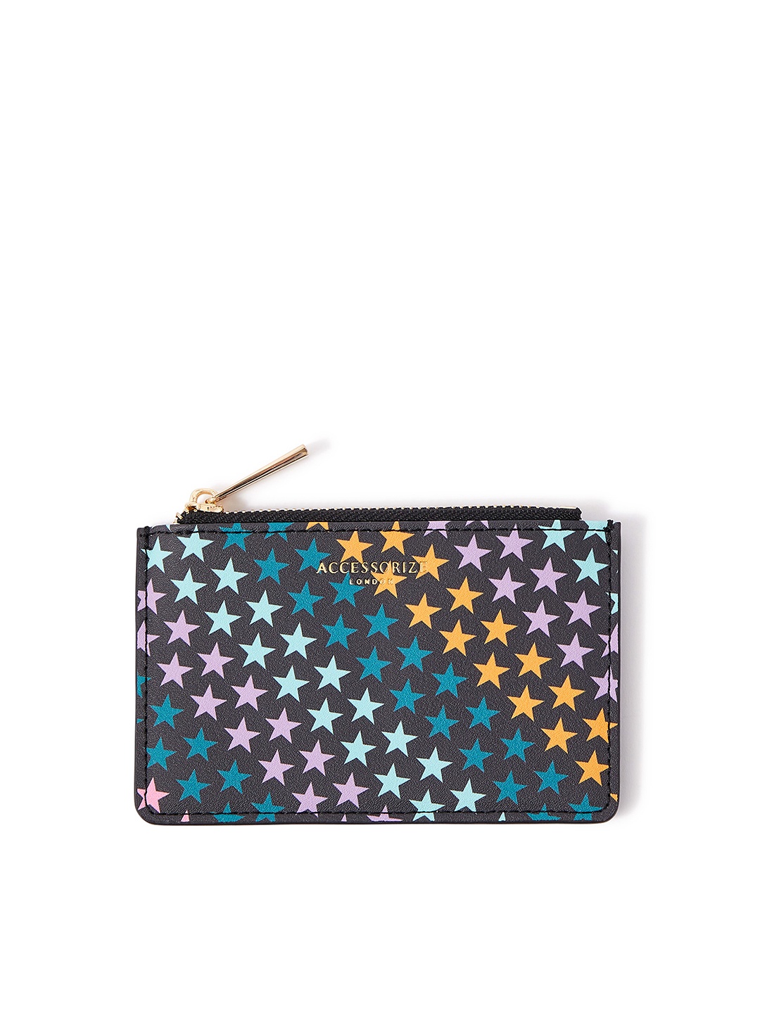 

Accessorize London Women Faux Leather Darks-Multi Star Print Cardholder, Black