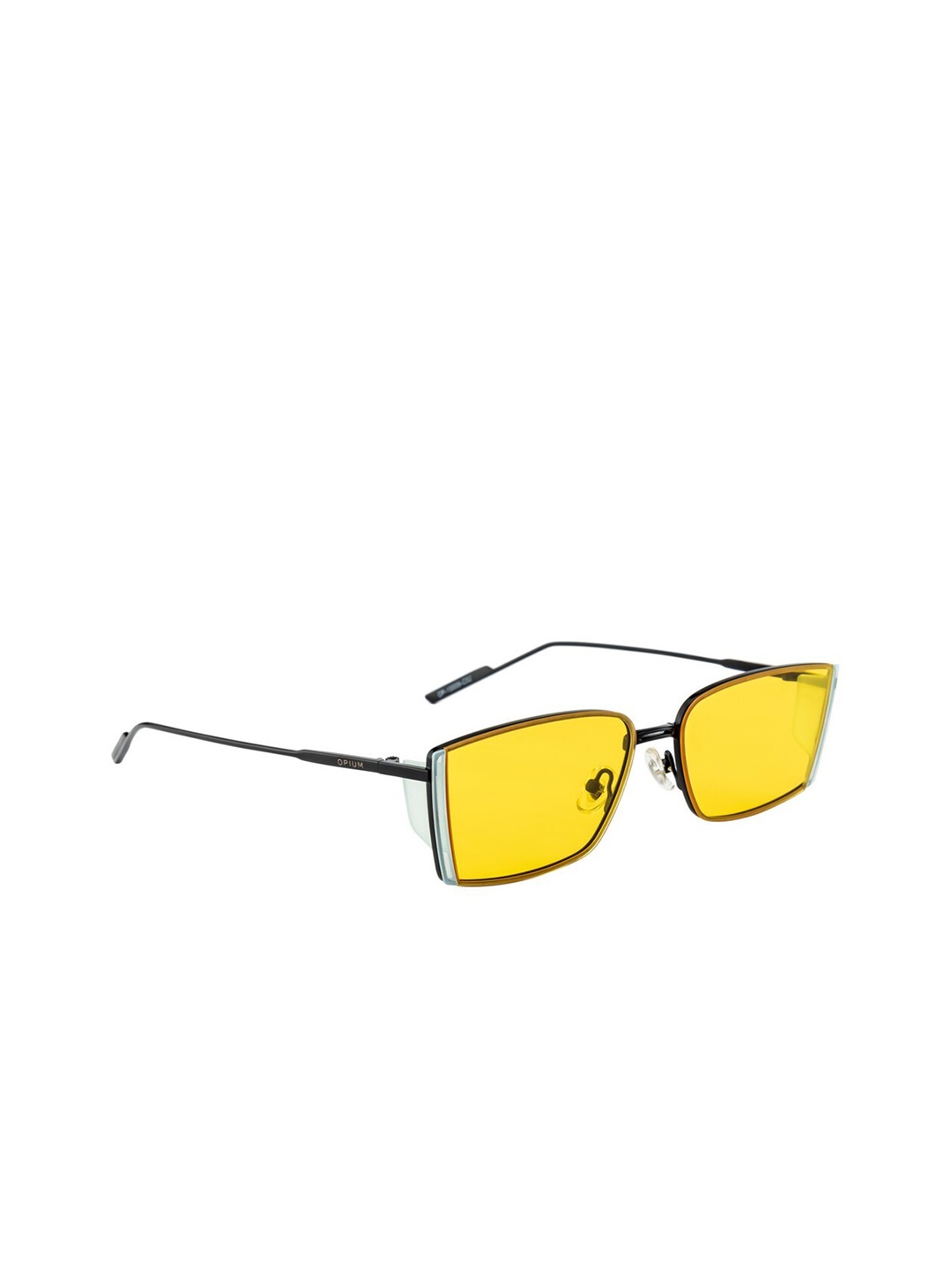 

OPIUM Unisex Yellow Lens & Black Rectangle Sunglasses with UV Protected Lens
