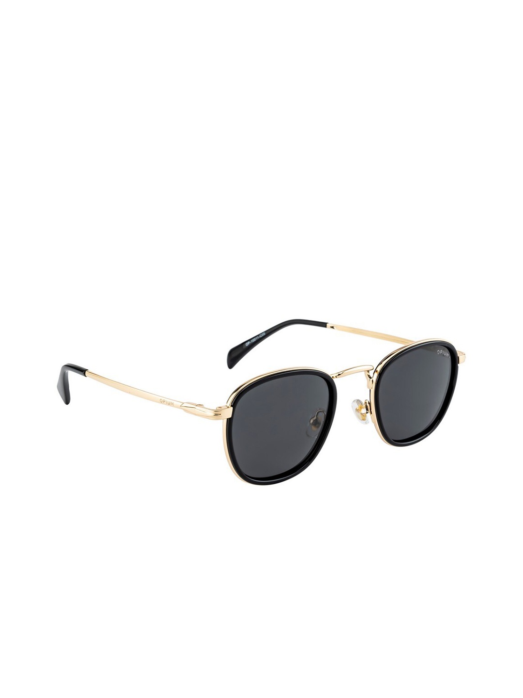 

OPIUM Unisex Black Lens & Gold-Toned Oval Sunglasses with Polarised and UV Protected Lens